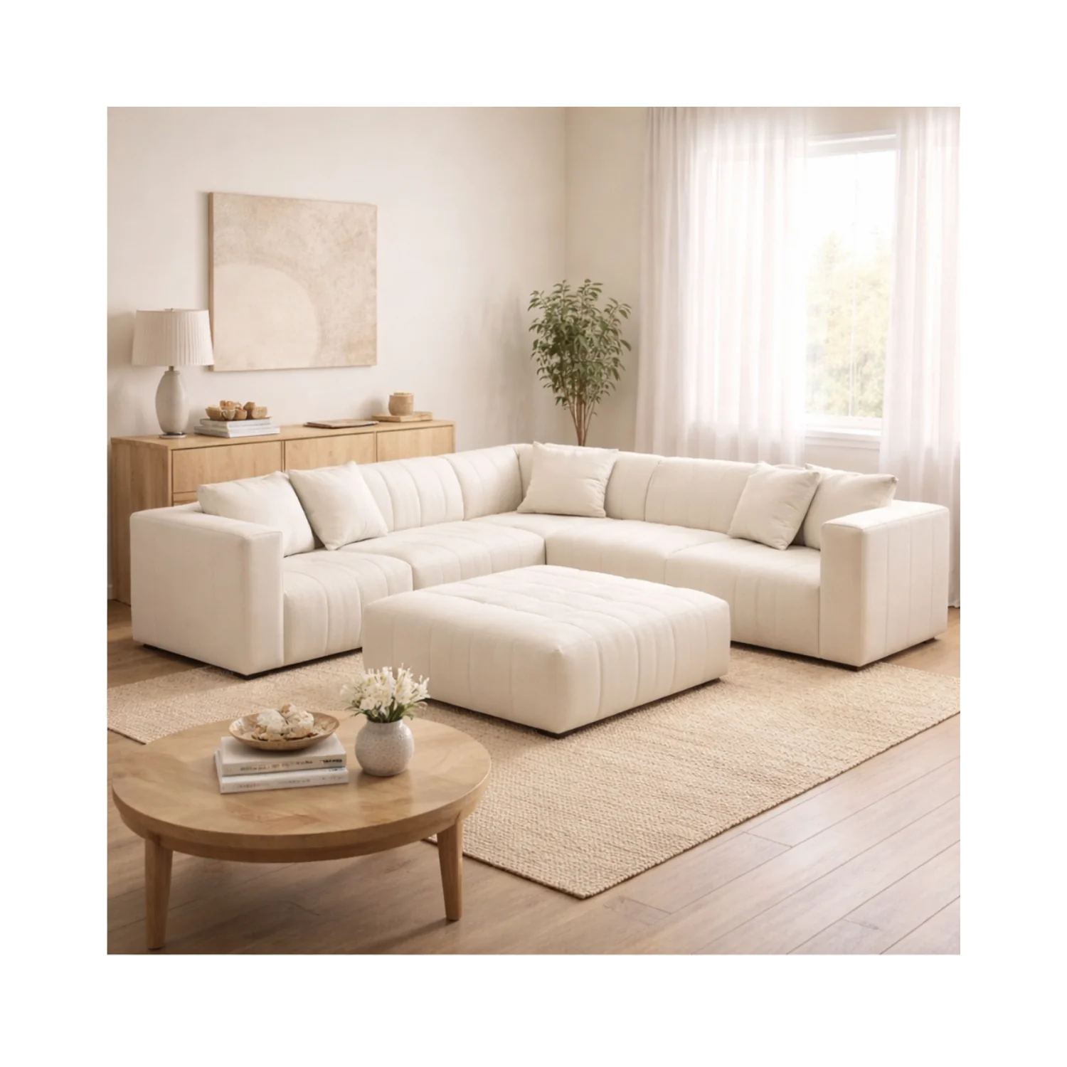 Lauriston Premium Fabric 6 PCs Modular Sectional - Monique Beige - Image 10