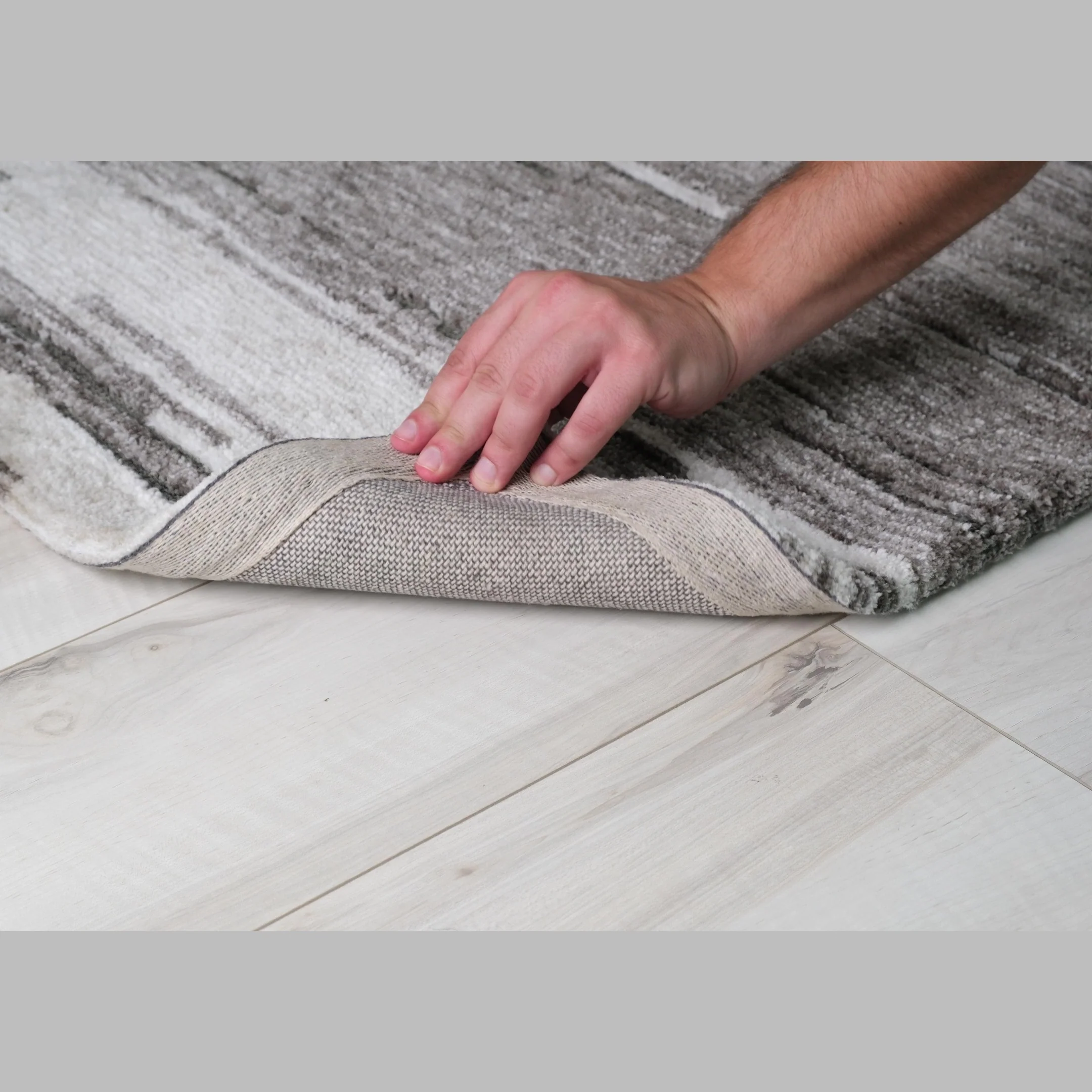 Leela Grey Modern Brushstroke Patterned Rug - Image 6