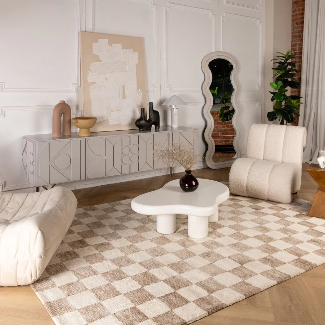 Leela Ivory Textured Wave Design Area Rug - Image 2