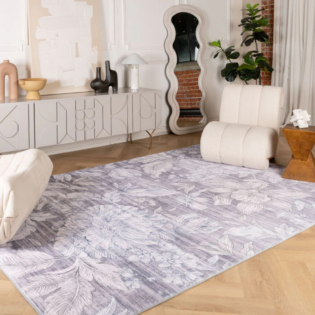 Lily Grey Faded Medallion Area Rug - Image 2