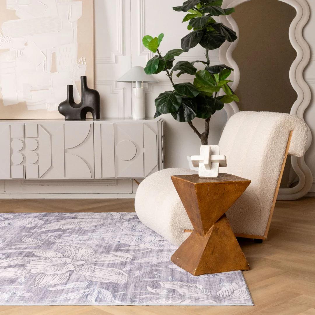 Lily Grey Faded Medallion Area Rug - Image 3