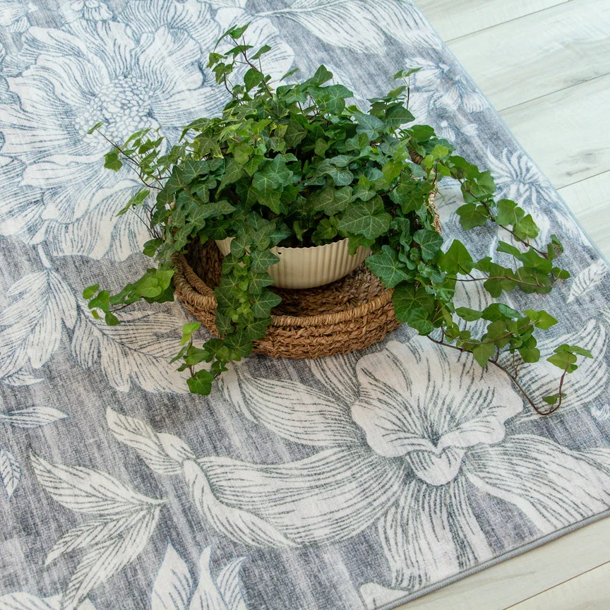Lily Grey Faded Medallion Area Rug - Image 4