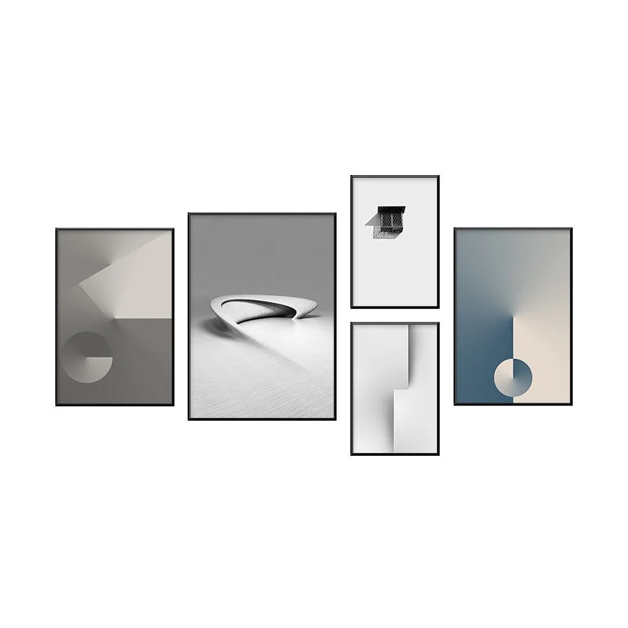 London Set of 5 Alloy Matt - Black Frame Wall Art