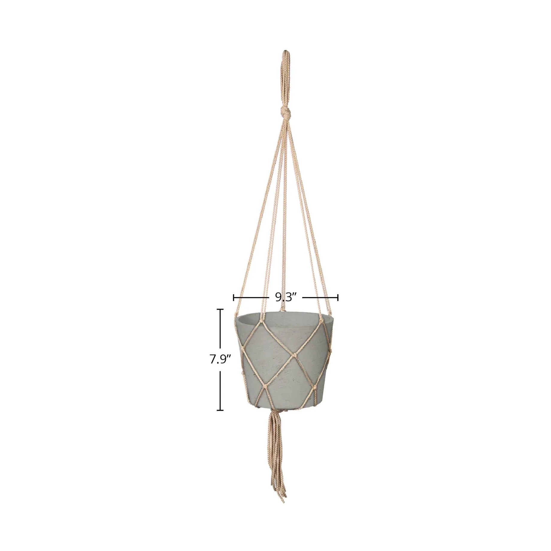 Lorien Hanging Pot With Netting - Cement Grey - Image 3