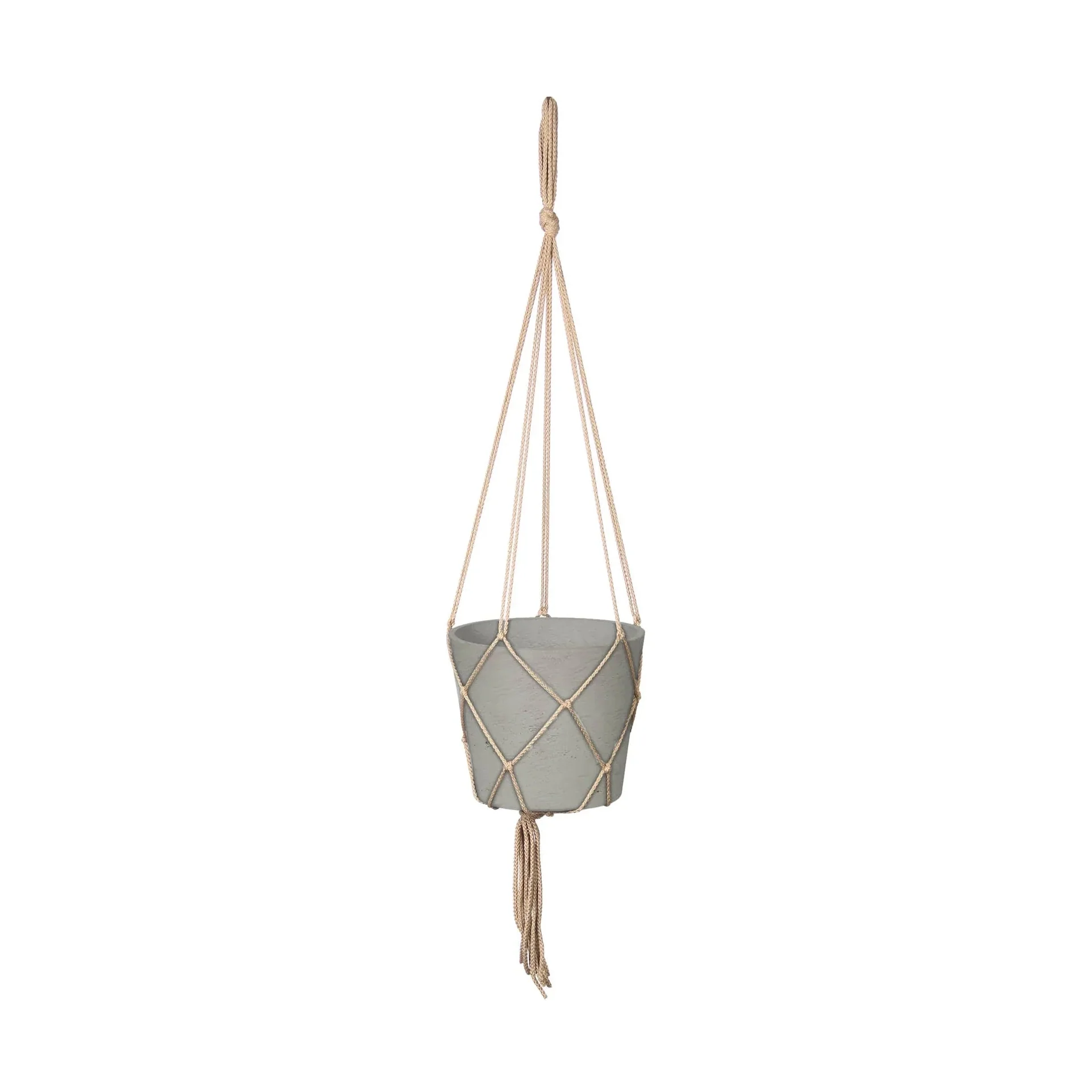 Lorien Hanging Pot With Netting - Cement Grey - Image 6
