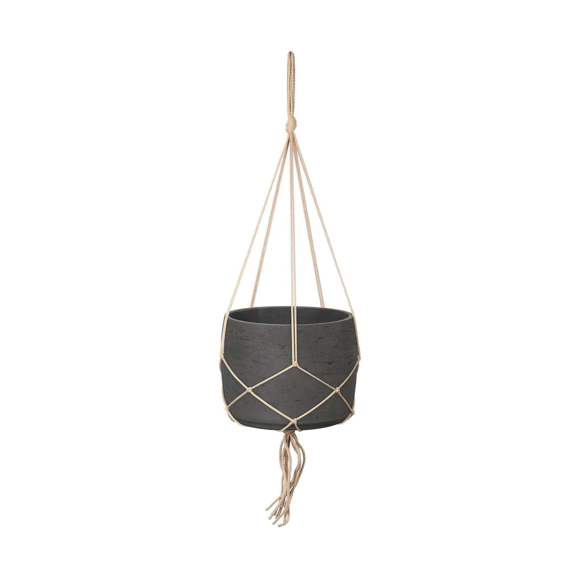 Lorien Hanging Pot With Netting - Charcoal Grey - Image 5