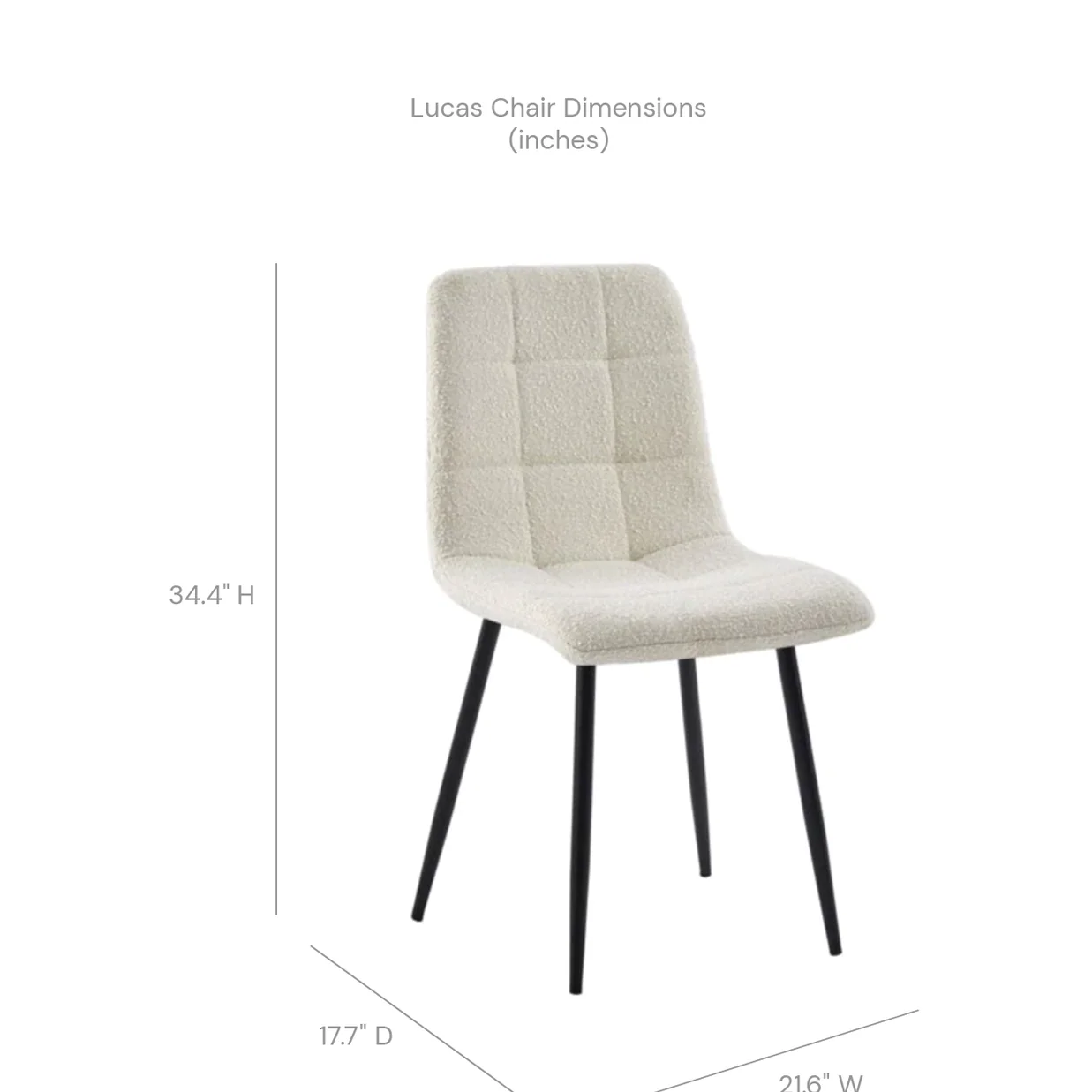 Lucas Fabric Dining Chair - Pearl Boucle - Image 9