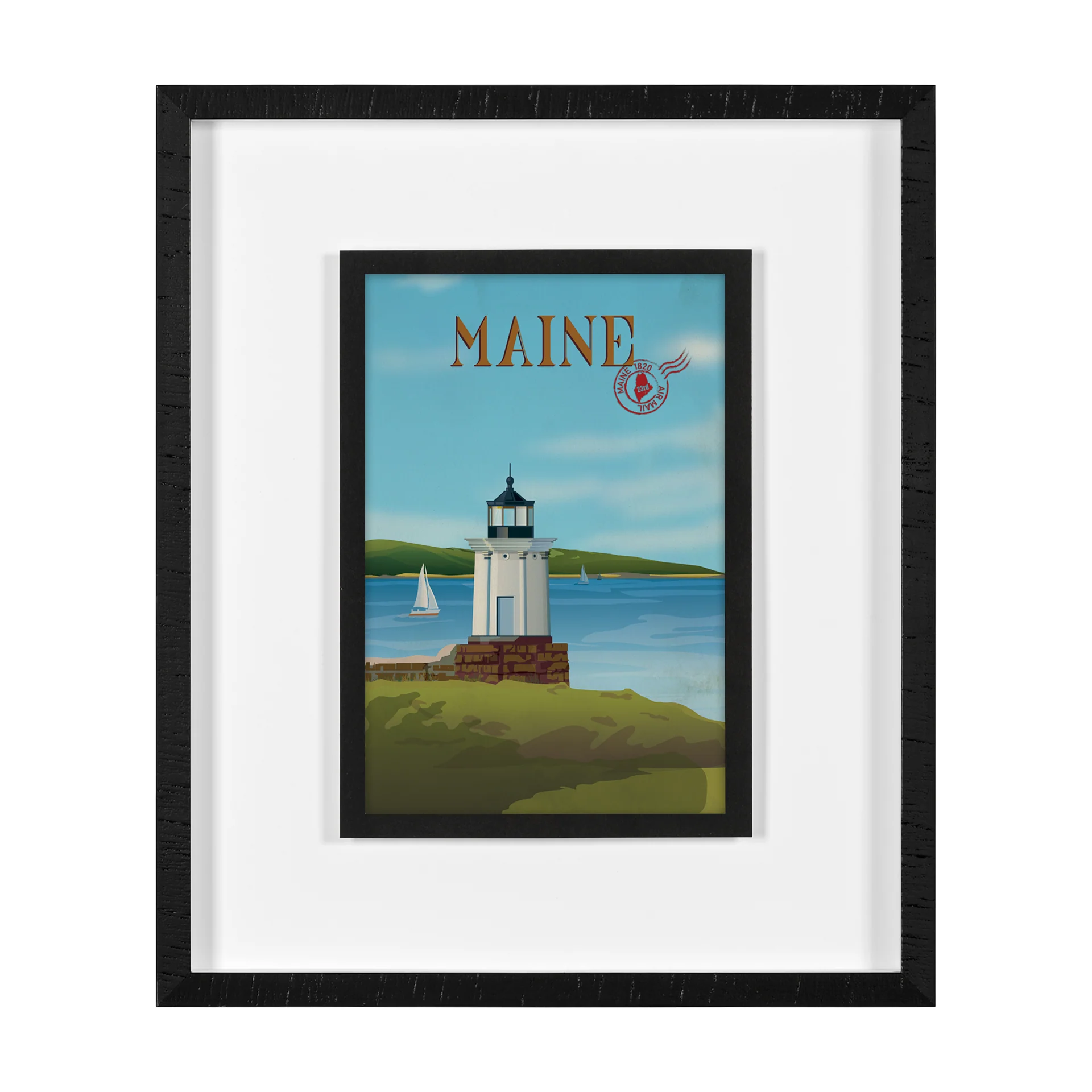 Maine GO (M) Framed Artwork Matted under Glass