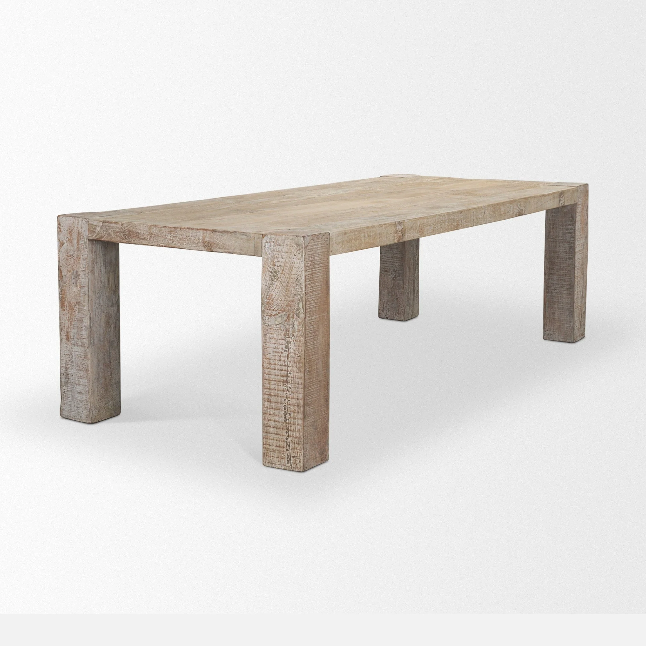 McArthur 94" Whitewash Reclaimed Wood Dining Table - Image 5