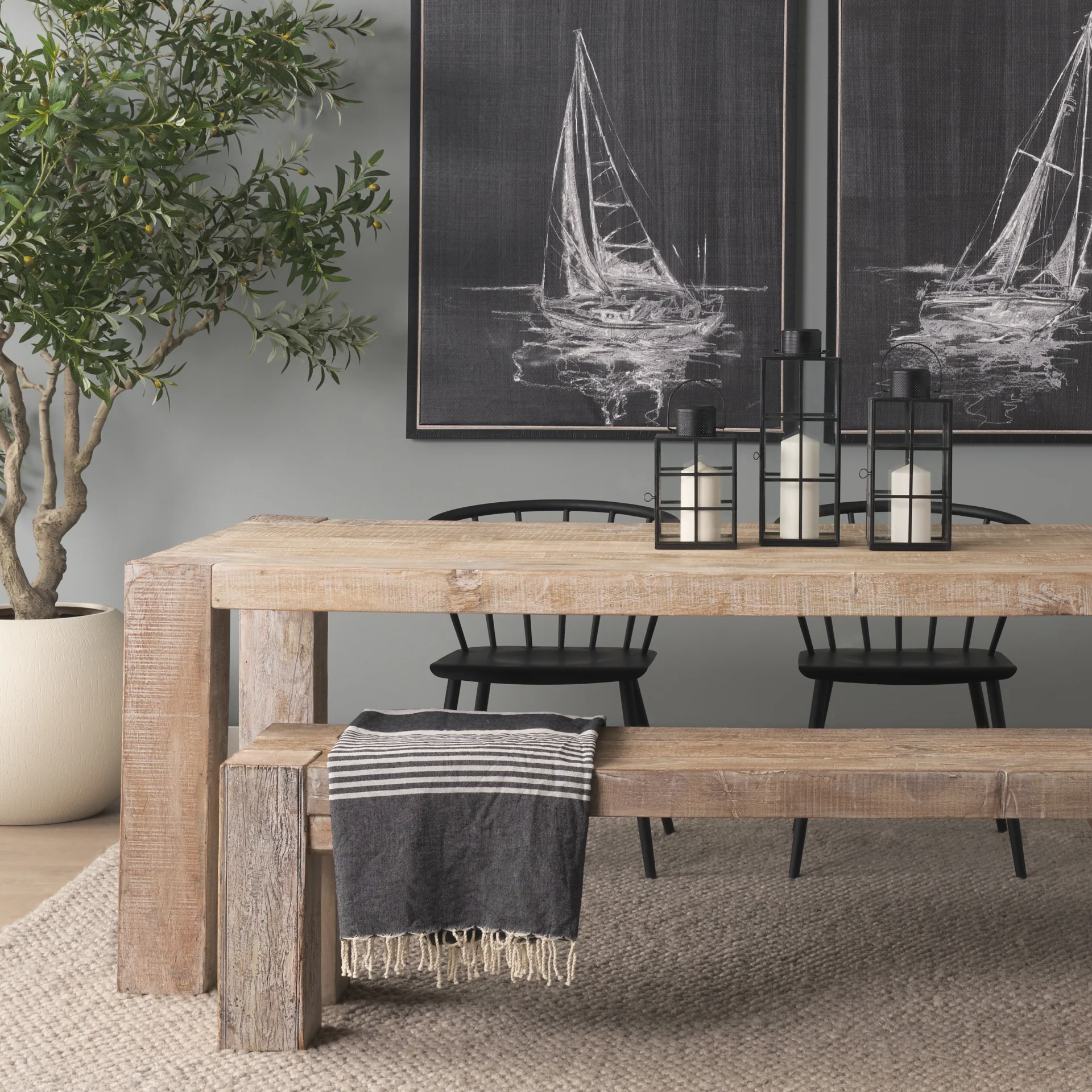 McArthur Whitewash Reclaimed Wood Dining Table - Image 2