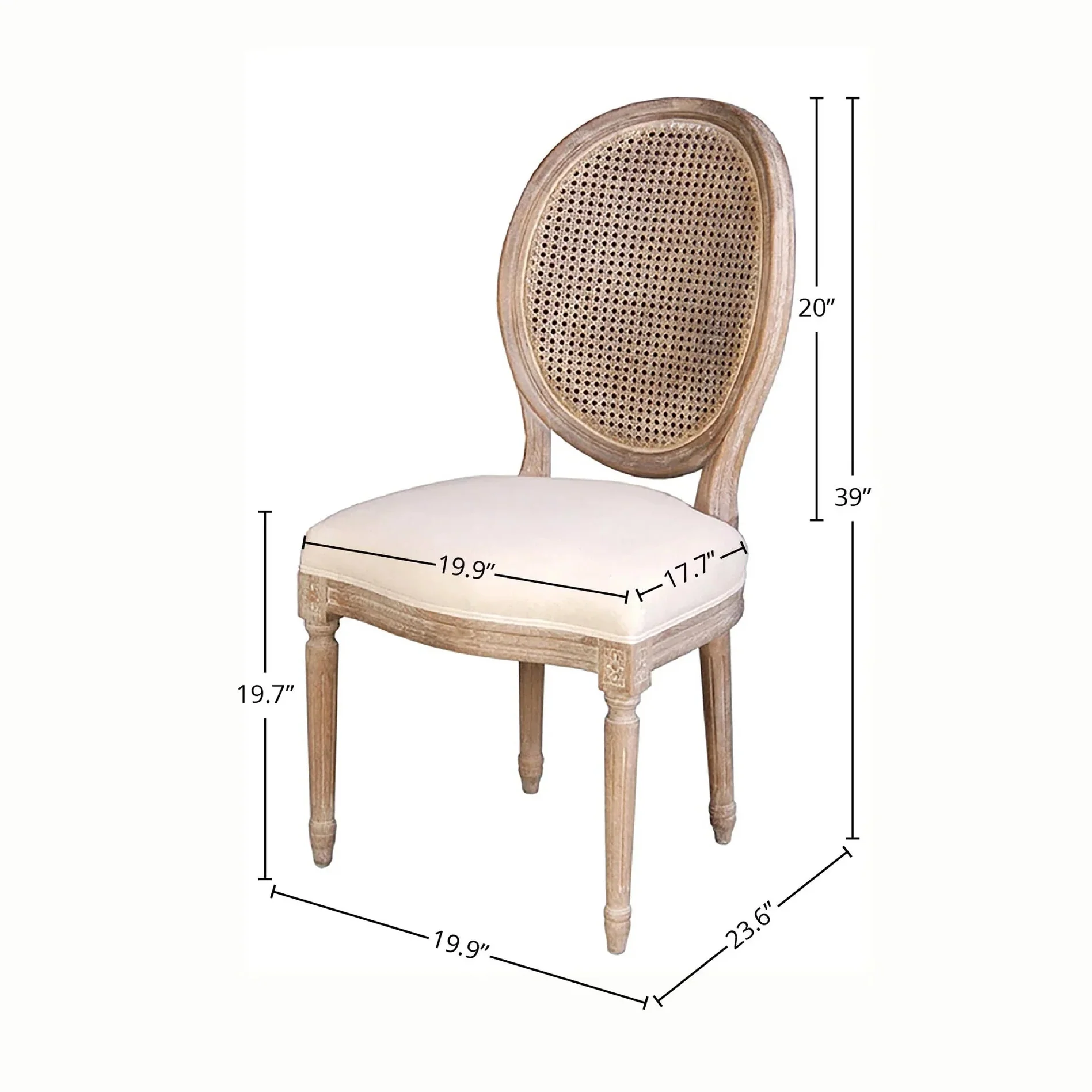 Melwynn Dining Chair w/ Cane Back Antique Linen - Image 4