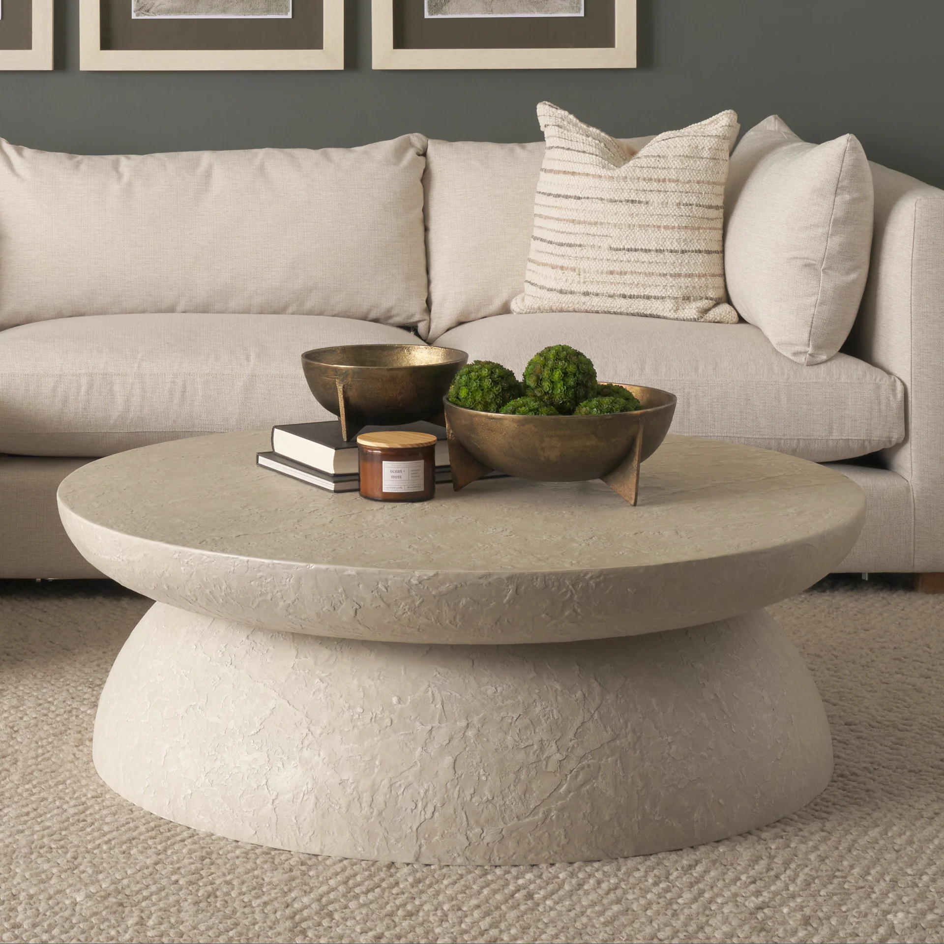Mesa 48" Round Stone Finish Coffee Table - Image 9