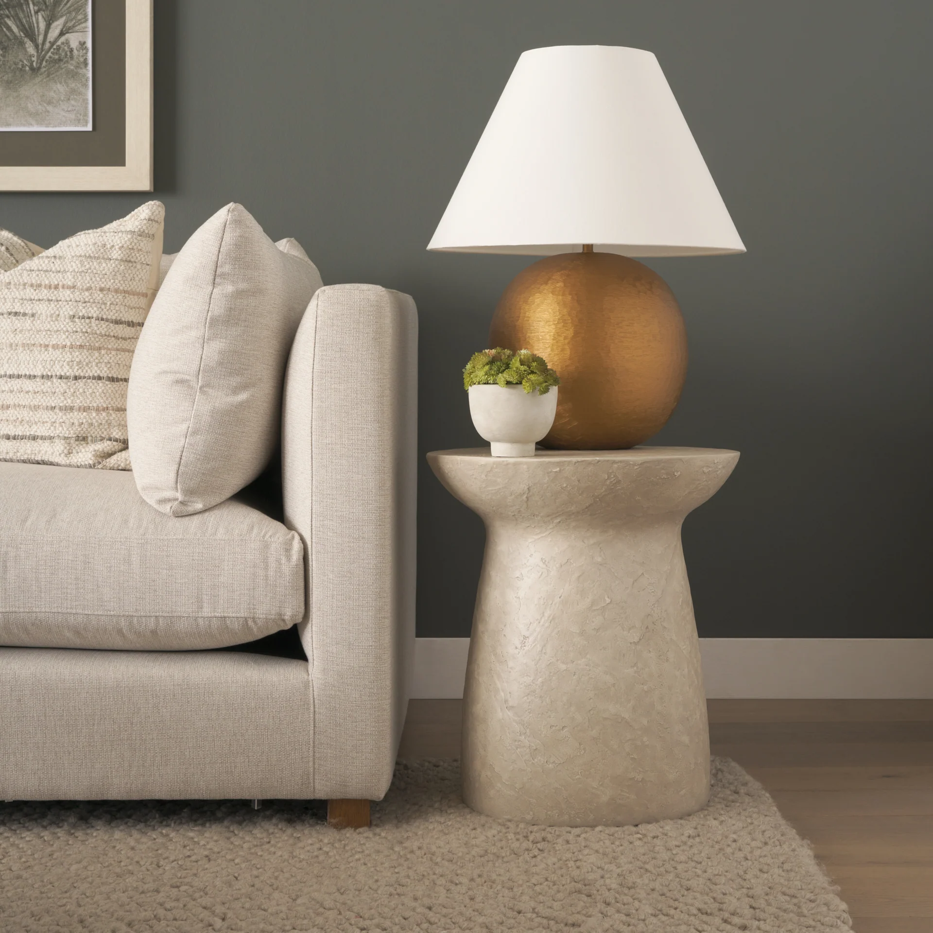 Mesa Round Stone Finish Pillar Accent Table - Image 8