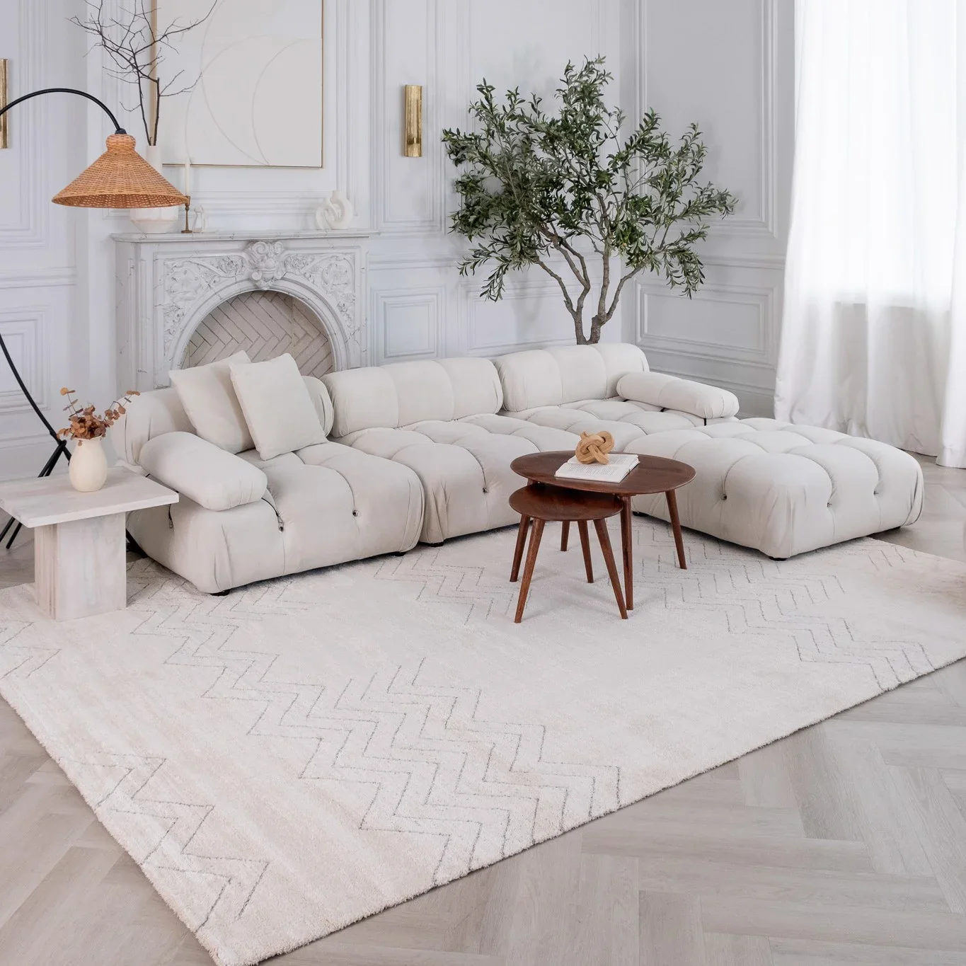 Milano Beige Chevron Pattern Area Rug – 7' x 10' - Image 2
