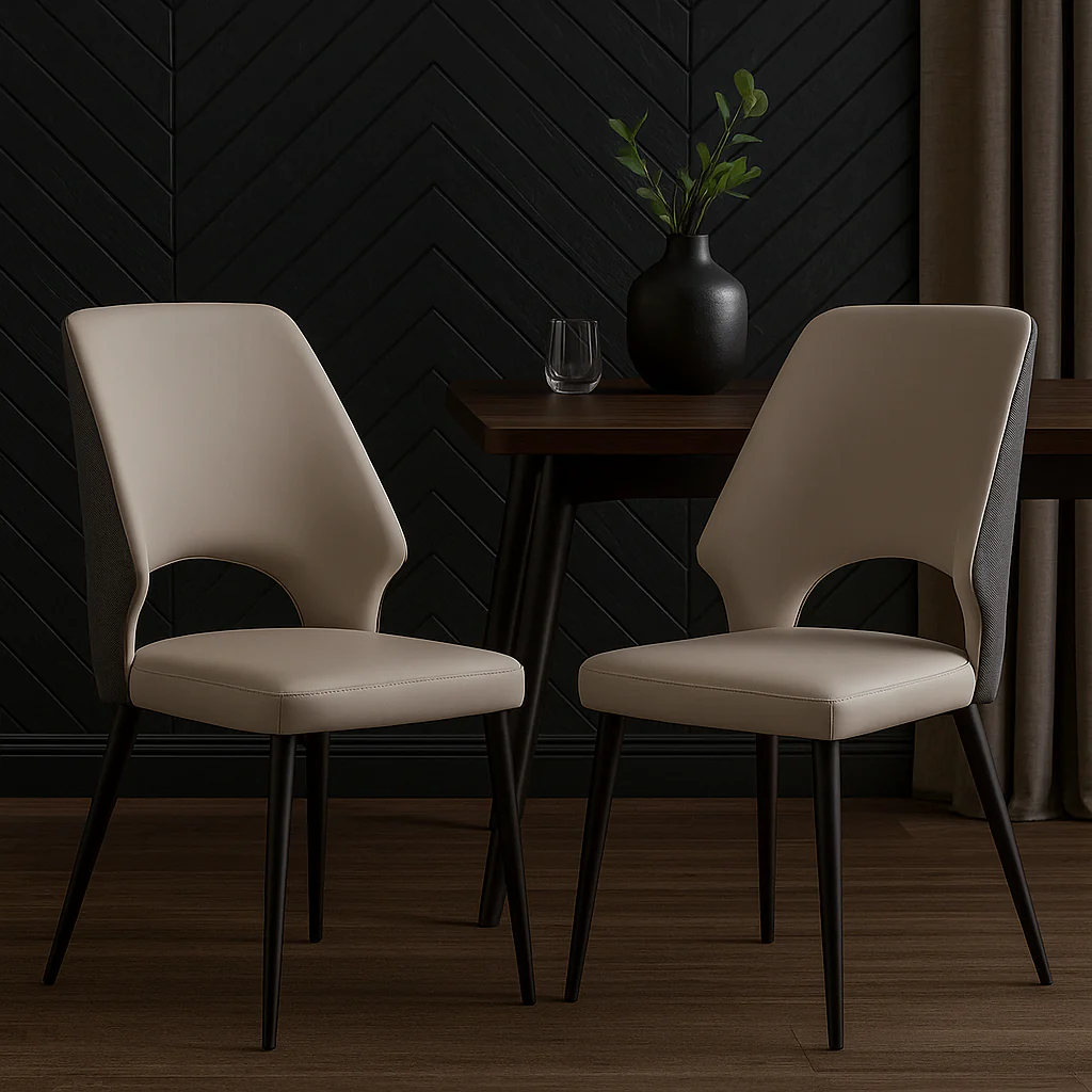 Minas Faux Leather Two-Tone Dining Chair - Image 10