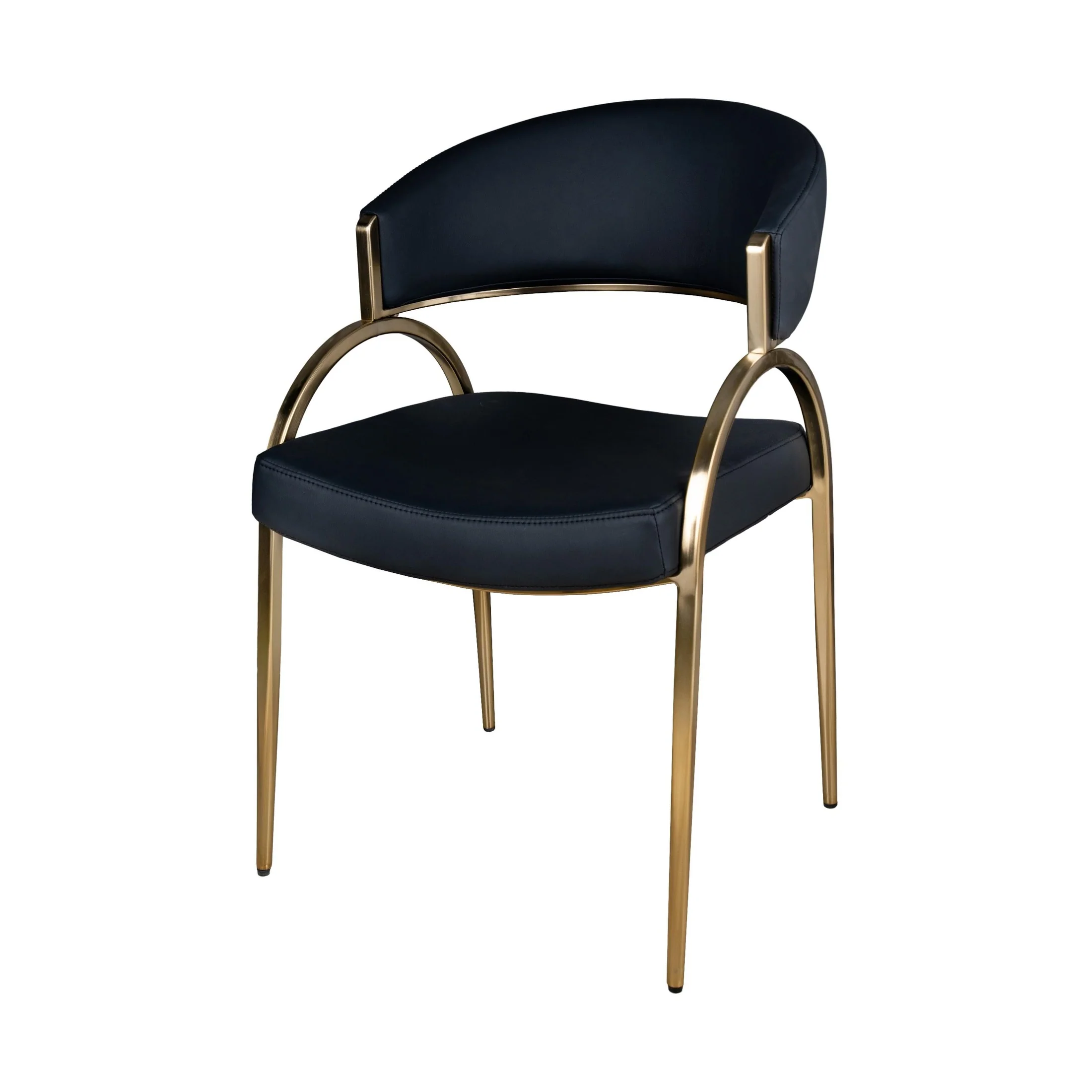 Monet Upholstered Dining Chair in Black PU with Brushed Gold Legs - Image 3