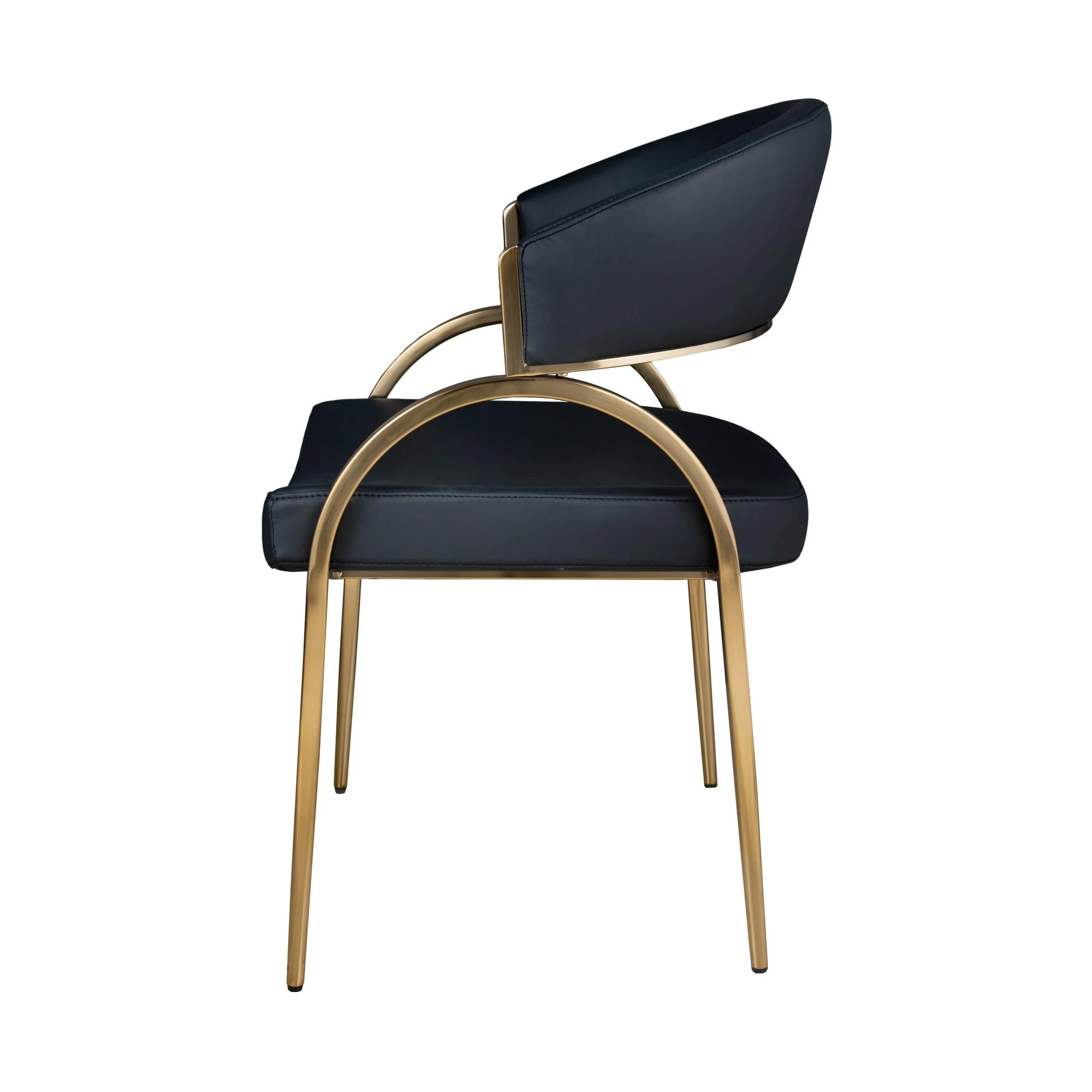 Monet Upholstered Dining Chair in Black PU with Brushed Gold Legs - Image 4