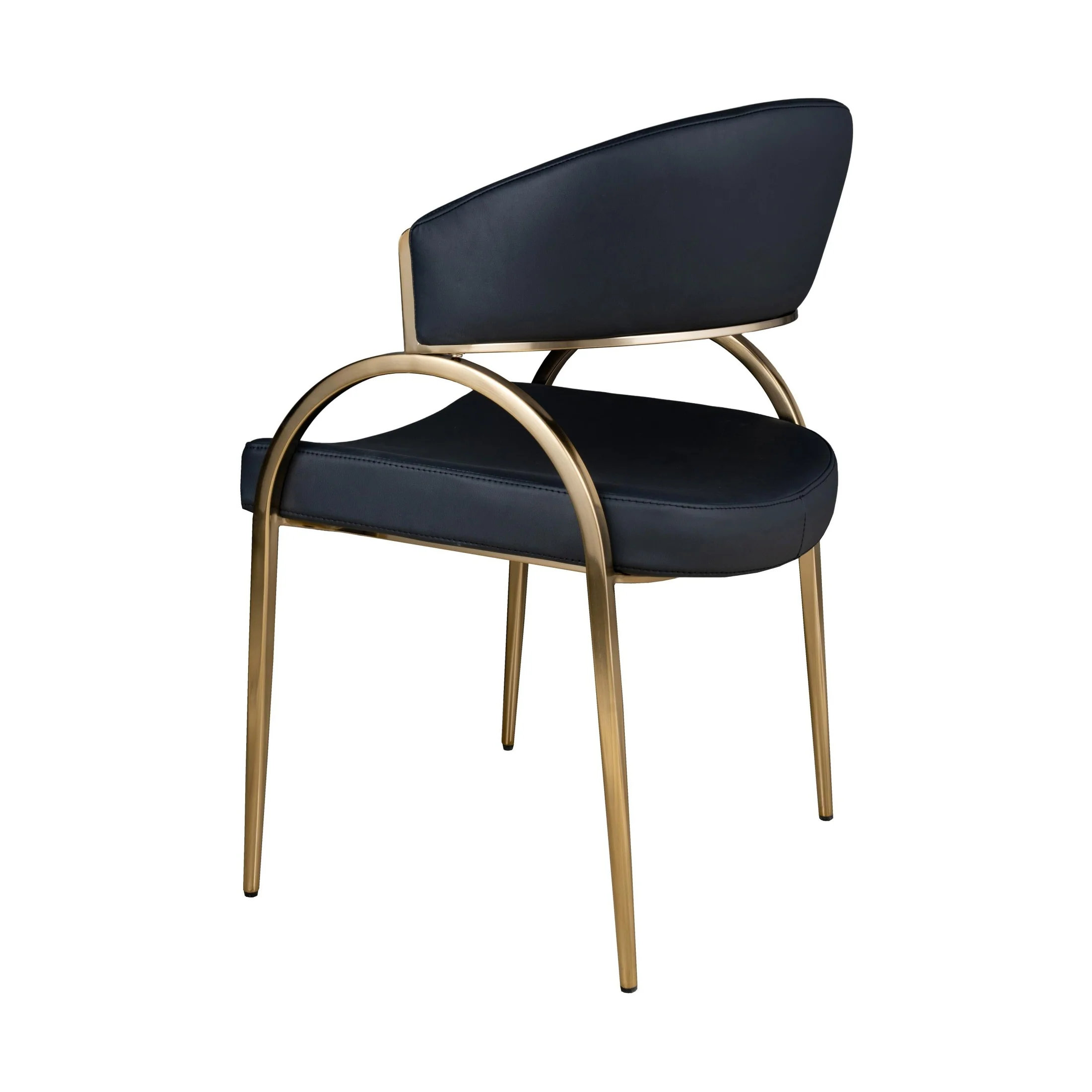 Monet Upholstered Dining Chair in Black PU with Brushed Gold Legs - Image 5