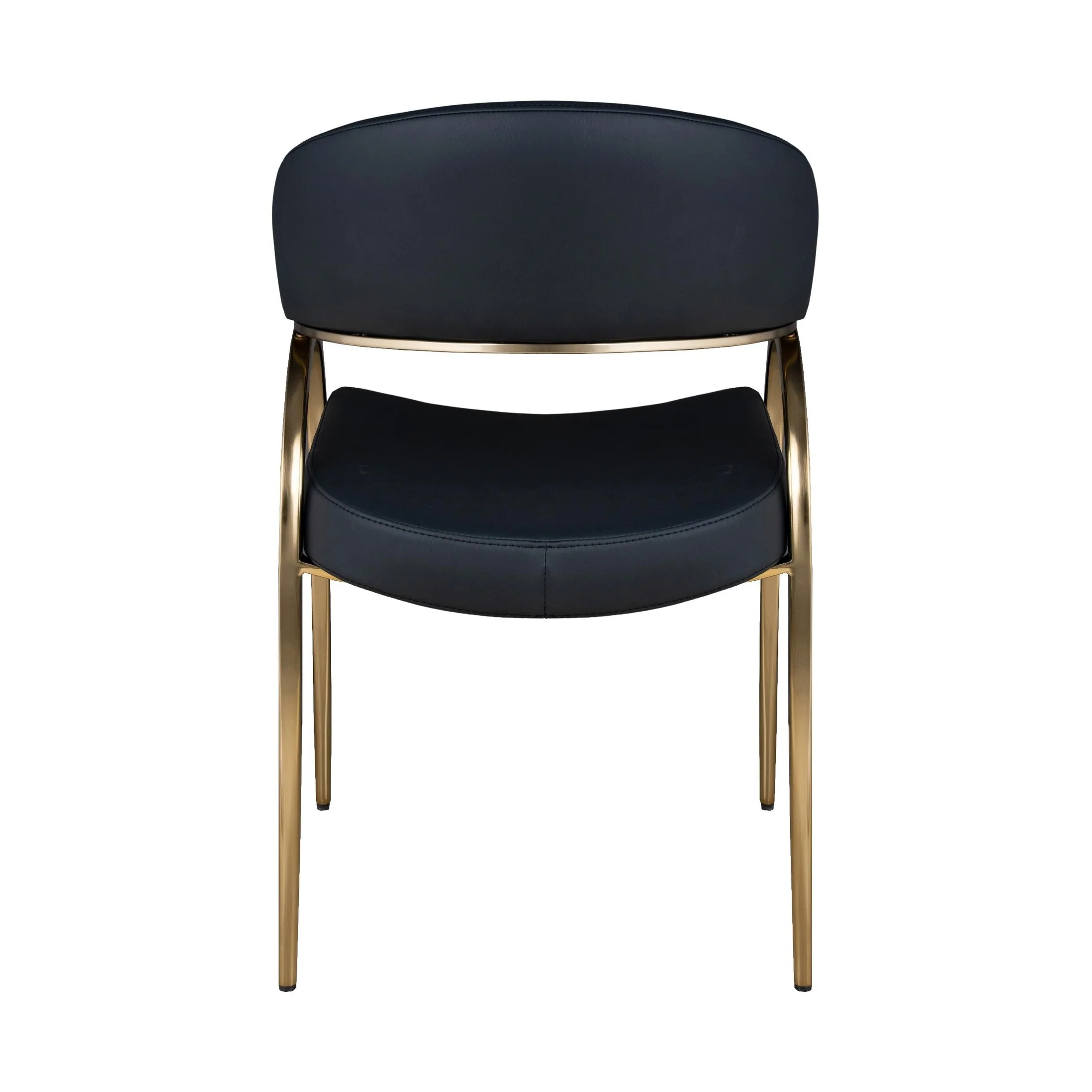 Monet Upholstered Dining Chair in Black PU with Brushed Gold Legs - Image 6