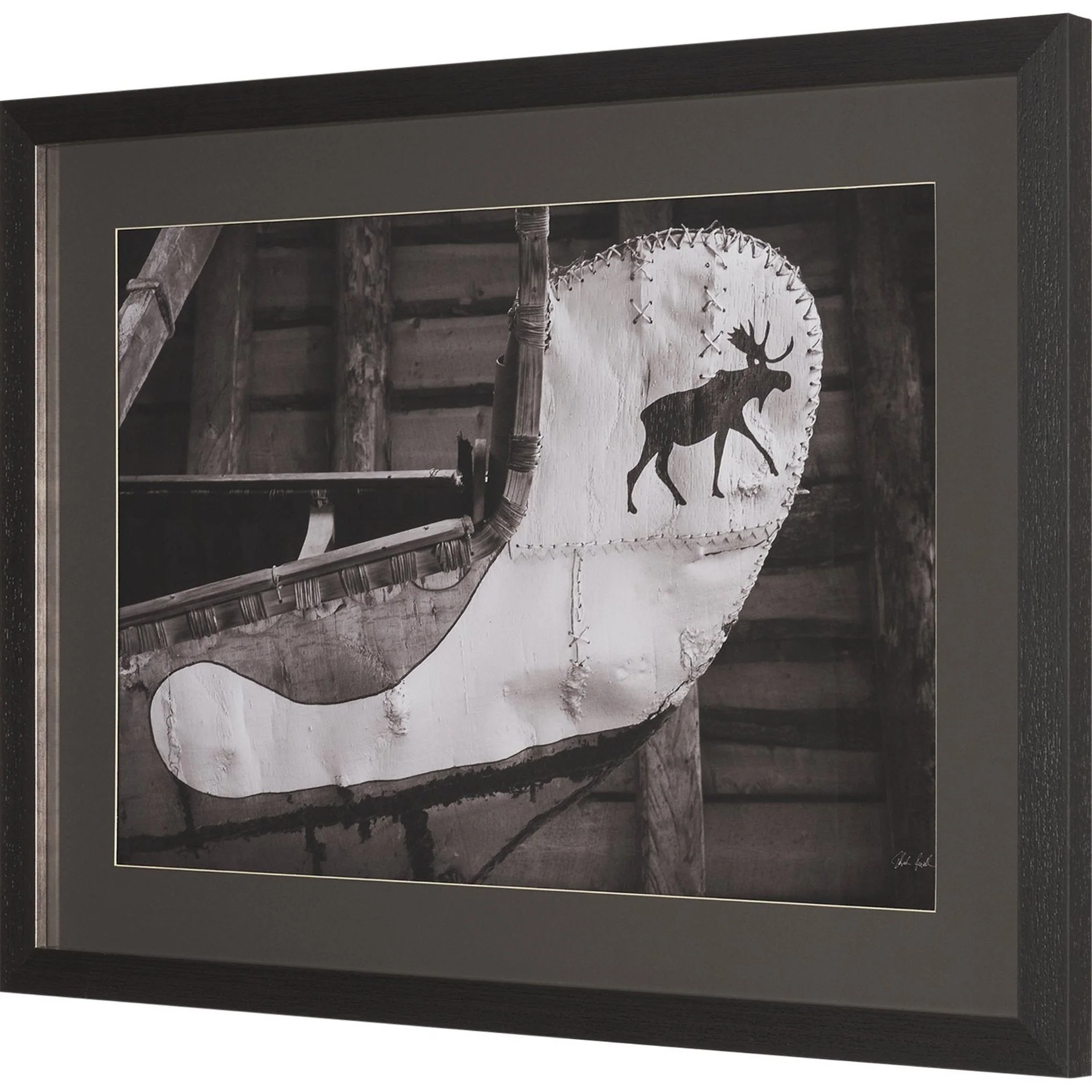 Moose Canoe Framed Art Print Matted under Glass - Image 2