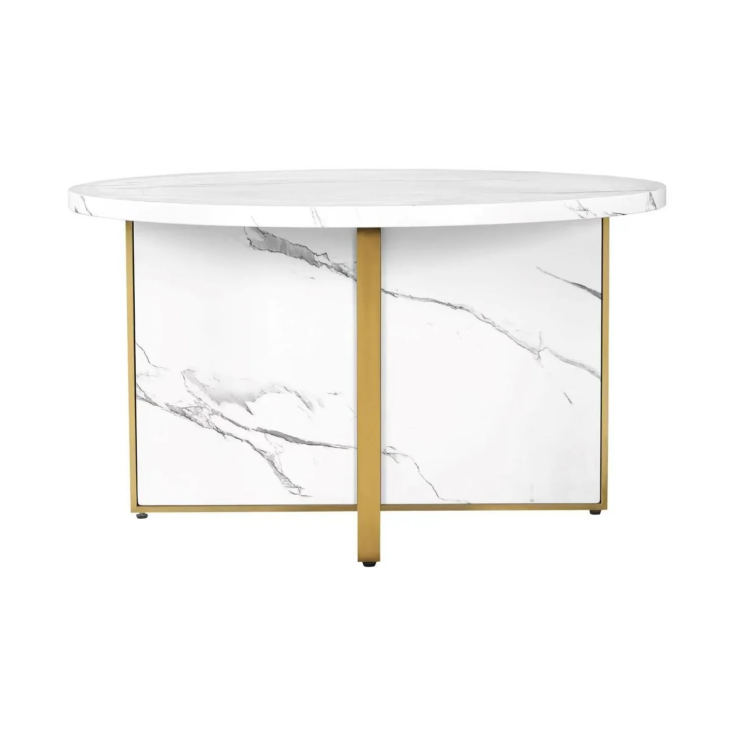 MORENO FAUX MARBLE ROUND COFFEE TABLE - WHITE - Image 3