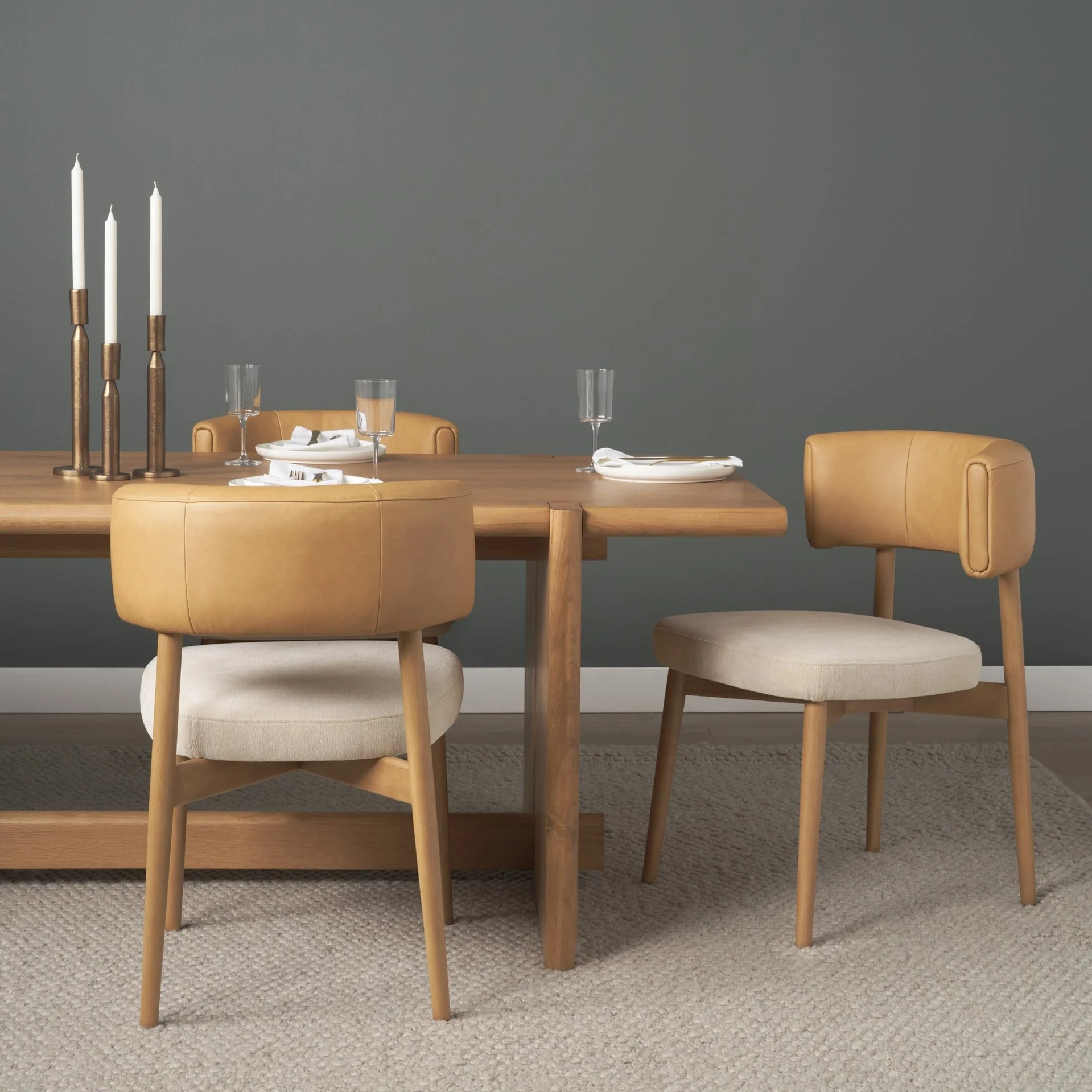 Motley Curved Leather Dining Chair - Image 2