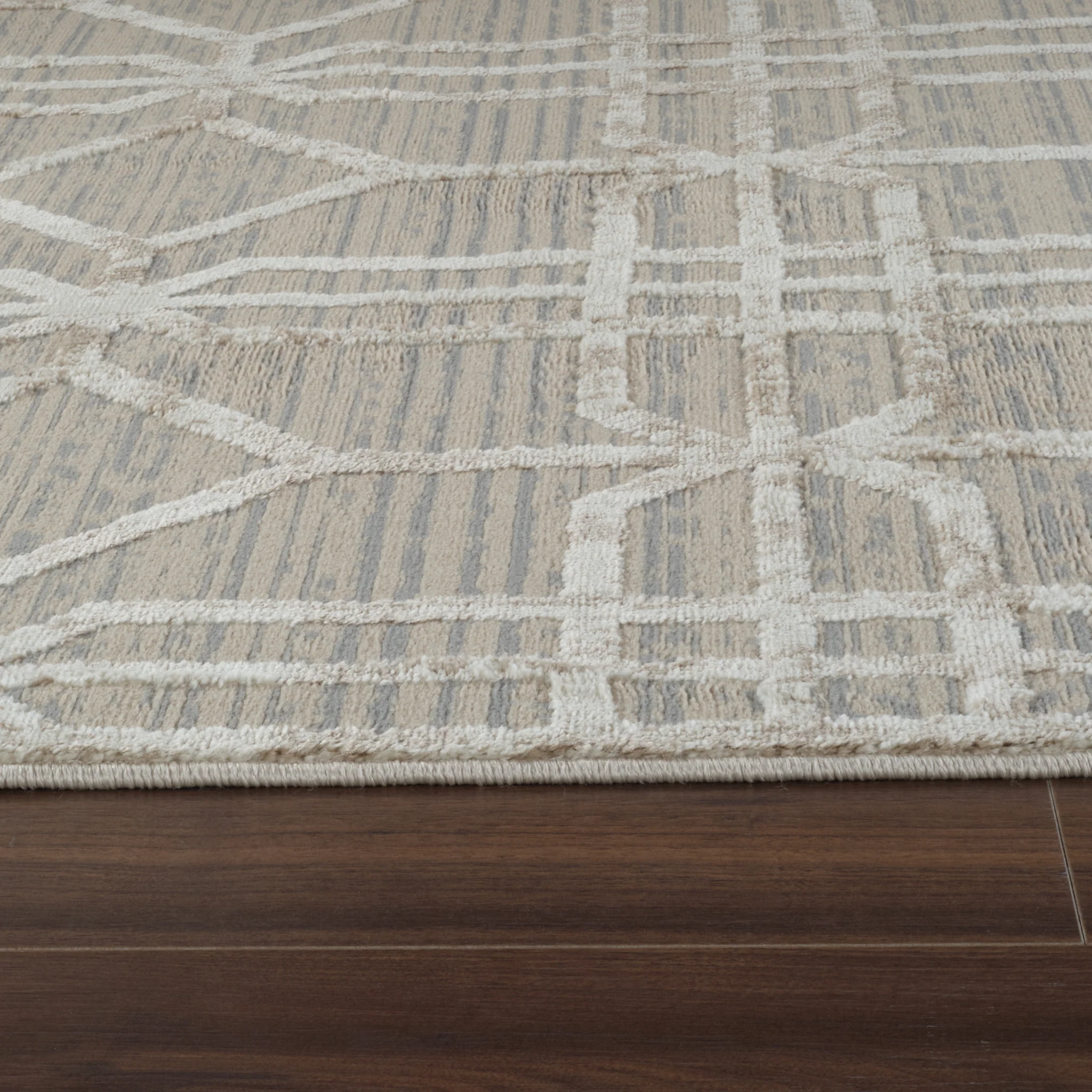 Nairobi Beige Abstract Lined Modern Rug - Image 4