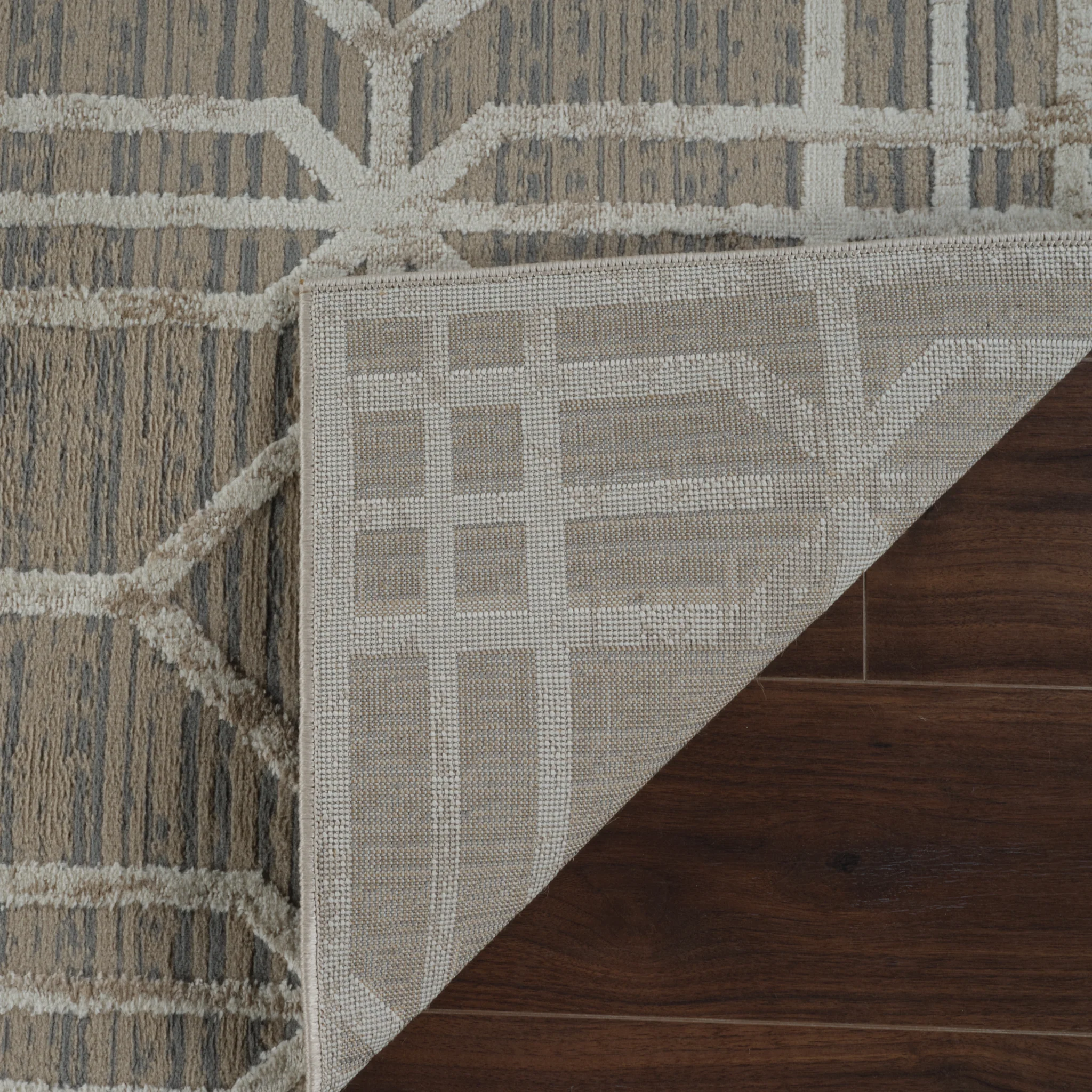 Nairobi Beige Abstract Lined Modern Rug - Image 5