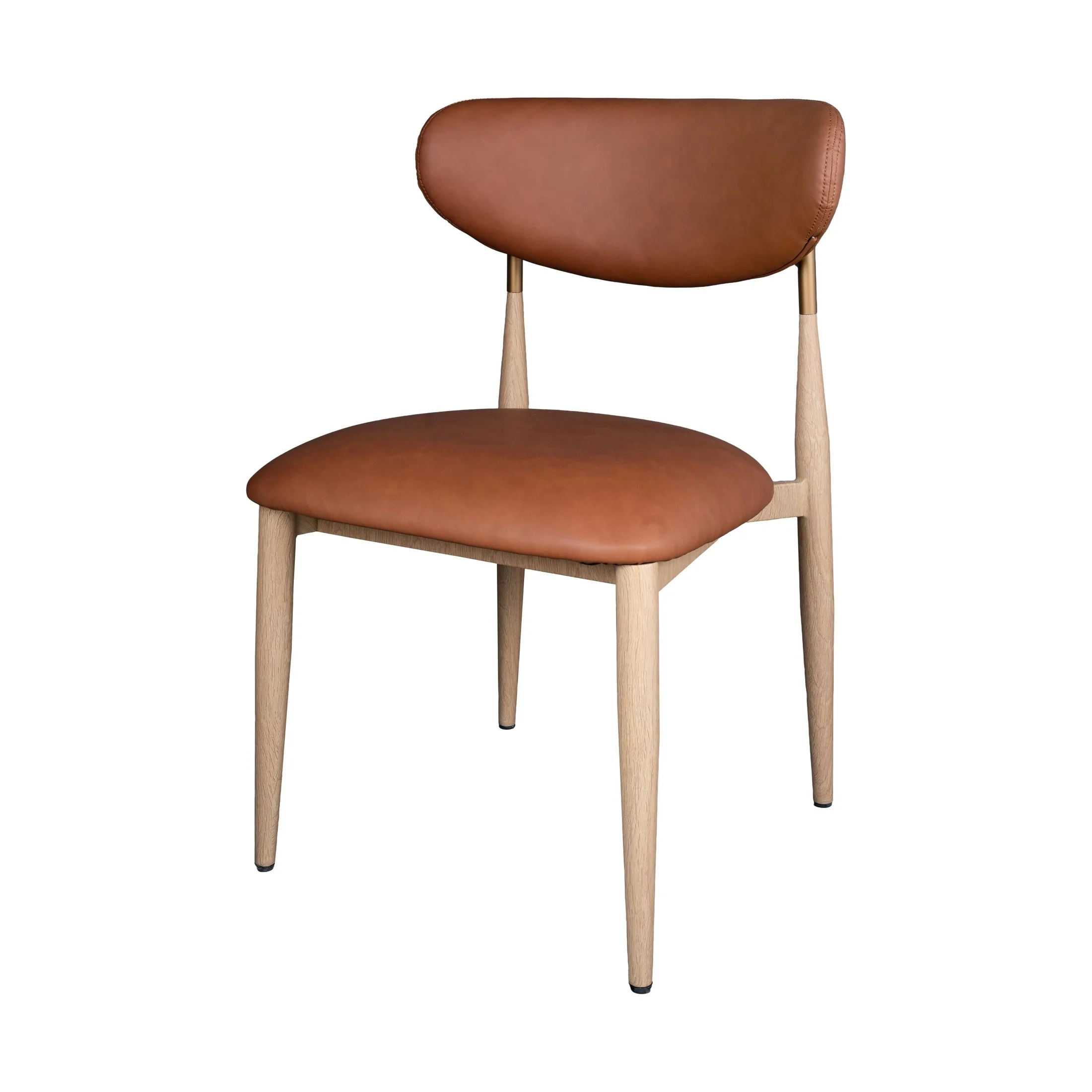 Nelia Upholstered Dining Chair in Cognac Fabric - Image 3