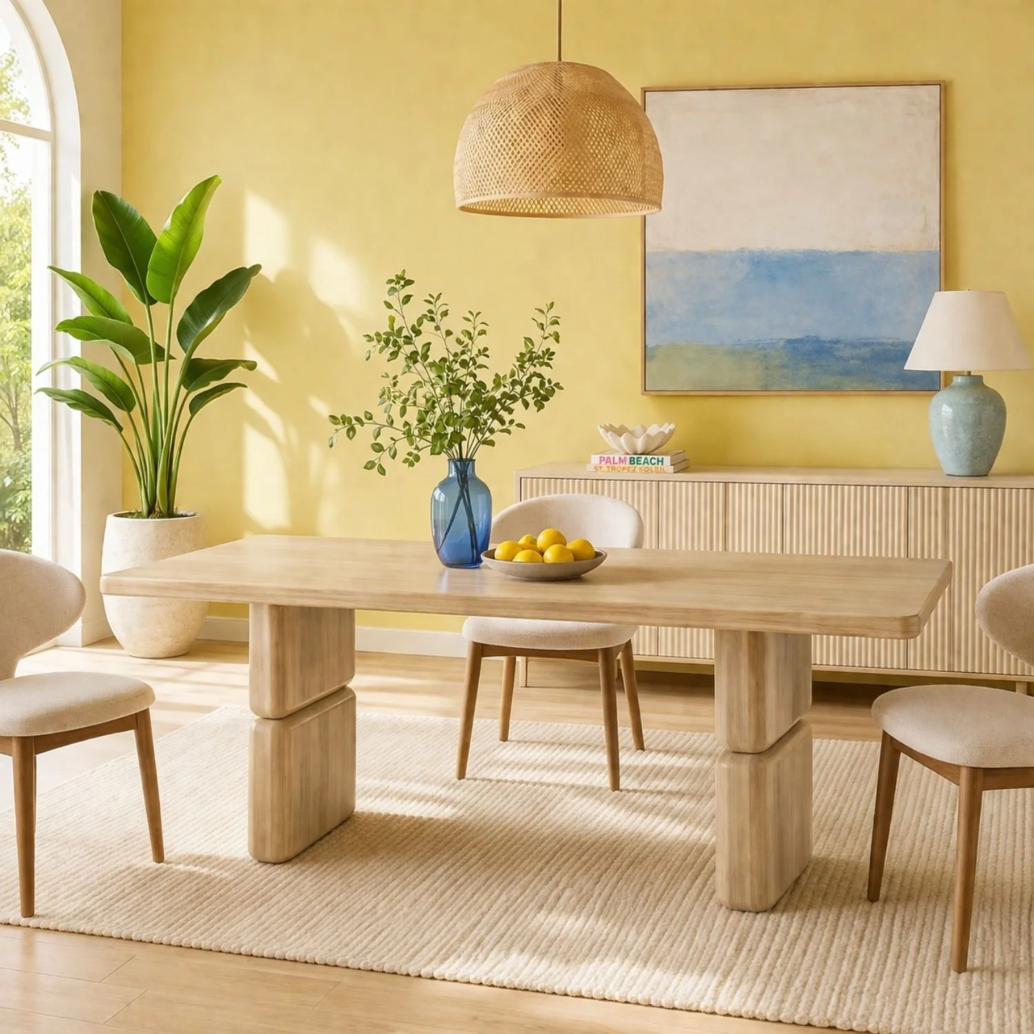 Nia Rectangular Acacia Wood Dining Table – Lioness Finish - Image 2