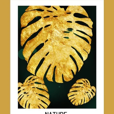 Palma Set of 3 Alloy Matt - Golden Frame Wall Art - Image 6