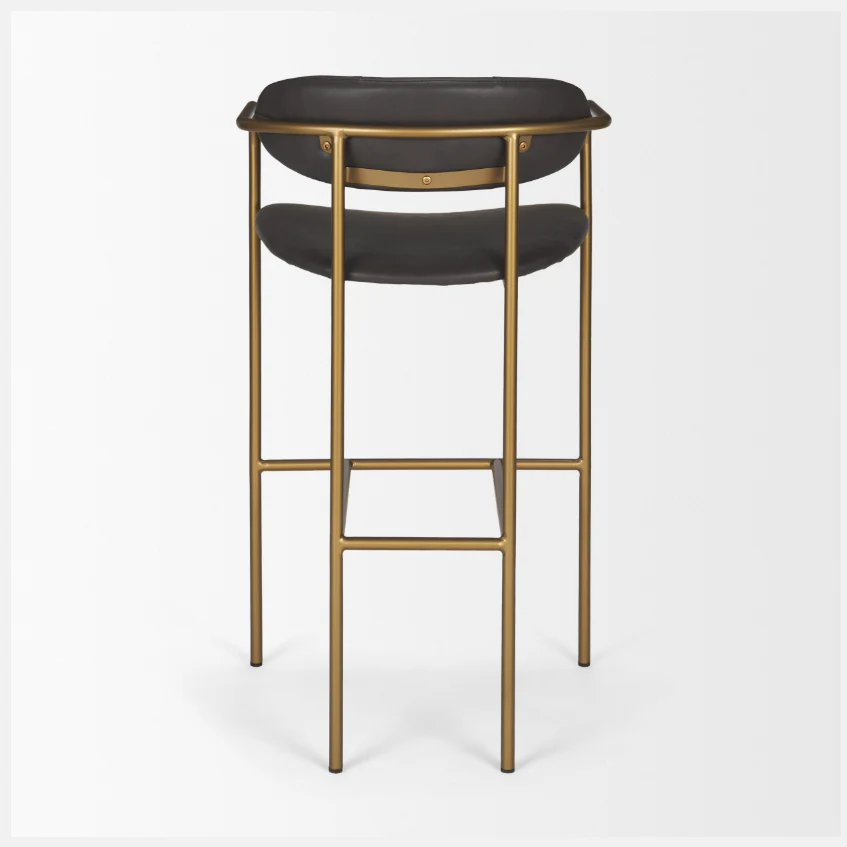 Parker Brown Faux Leather Seat Gold Metal Bar Stool - Image 4