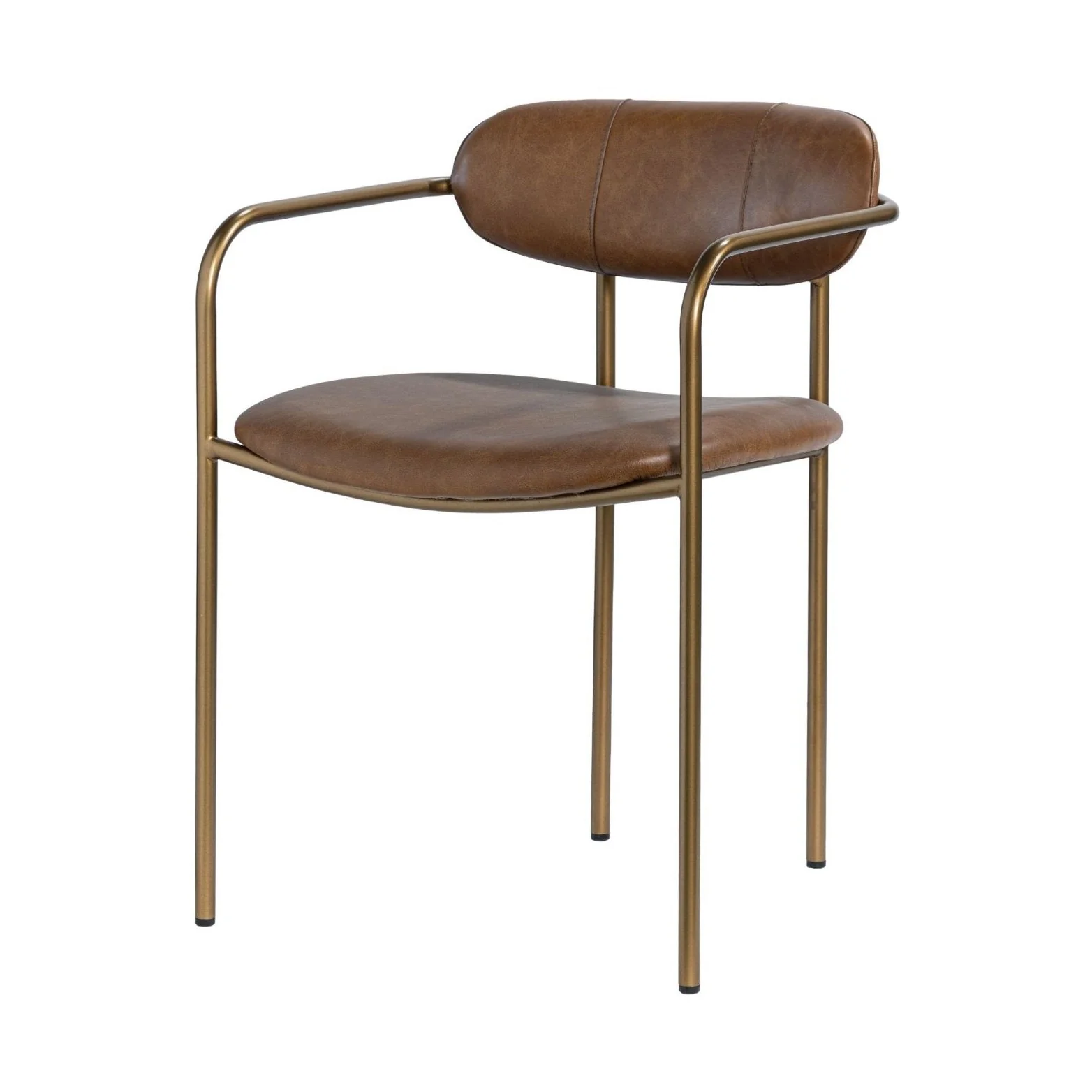 Parker Brown Leather Seat Gold Metal Frame Dining Chair - Image 3