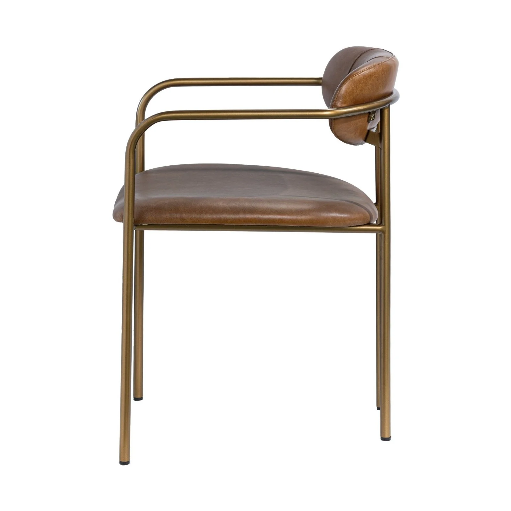 Parker Brown Leather Seat Gold Metal Frame Dining Chair - Image 4