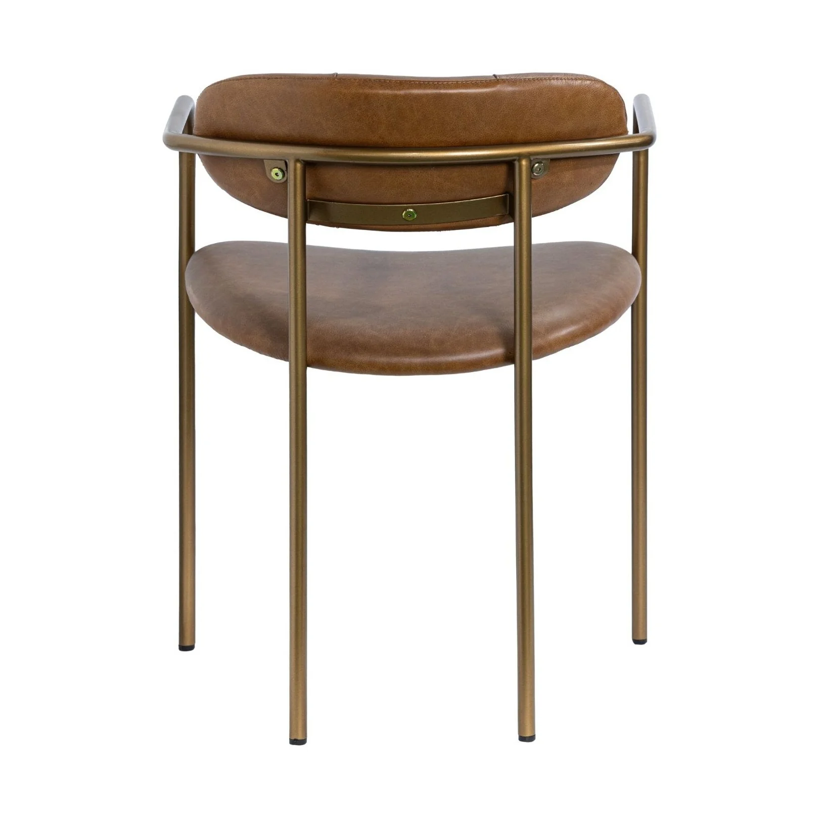 Parker Brown Leather Seat Gold Metal Frame Dining Chair - Image 5