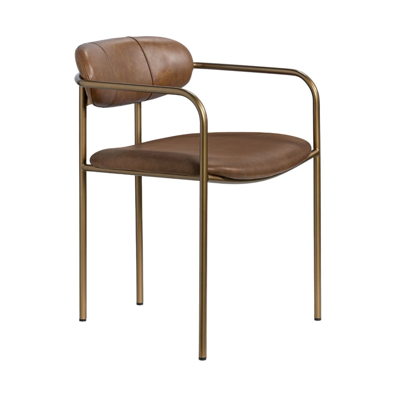 Parker Brown Leather Seat Gold Metal Frame Dining Chair - Image 6
