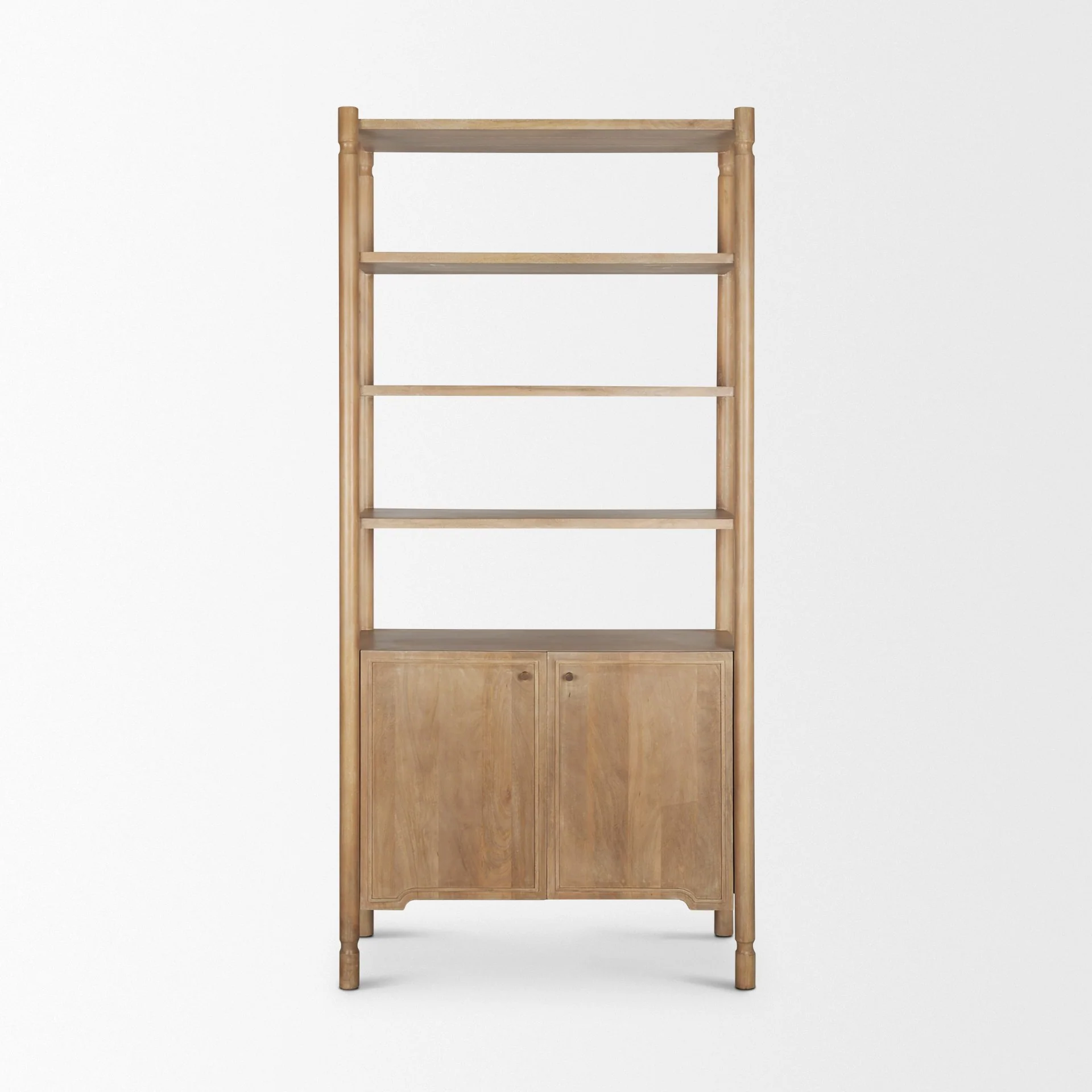 Phil Light Brown Wood 2 Door 3 Shelves Open Shelving Unit - Image 2