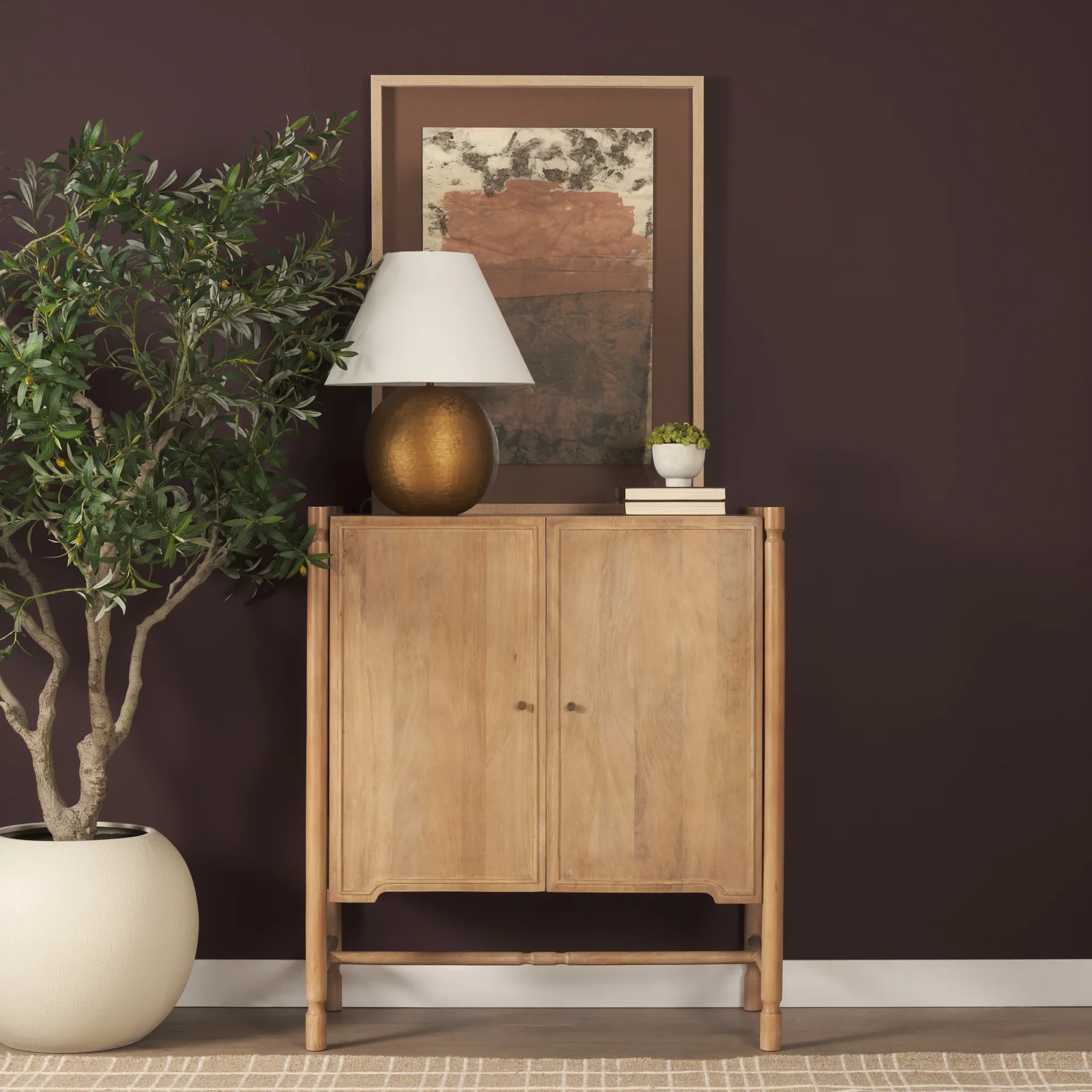 Phil Light Brown Wood 2 Door Bar Cabinet - Image 14