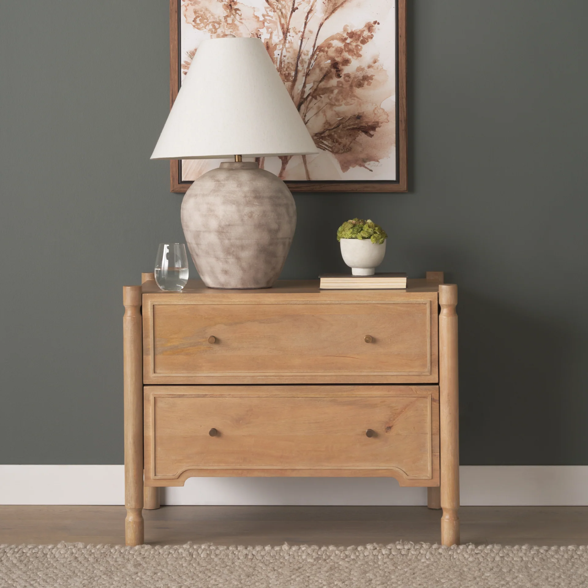 Phil Light Brown Wood 2 Drawer Accent Cabinet - Image 14