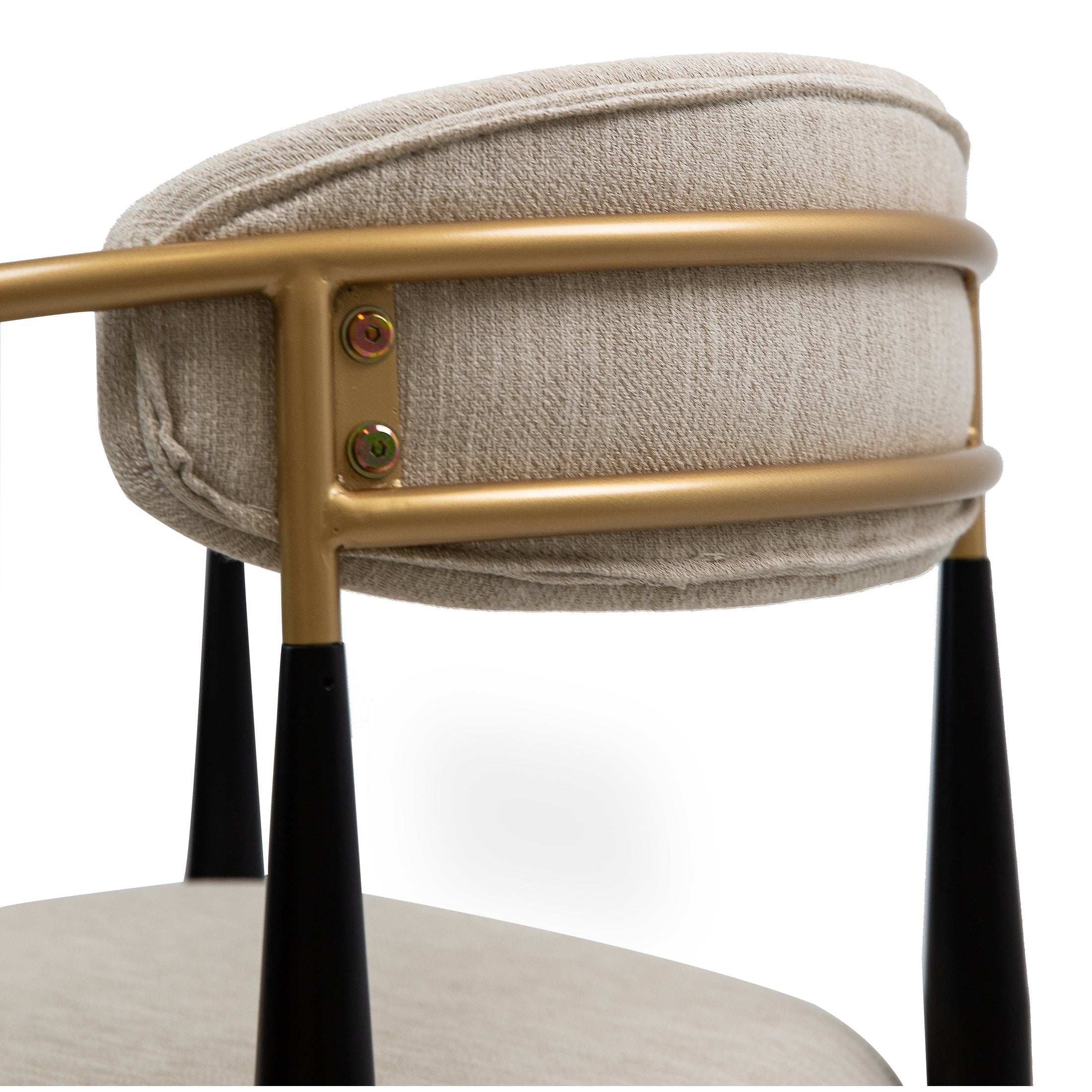 Pilla Dining Chair - Gold Arms - Beige - Image 12
