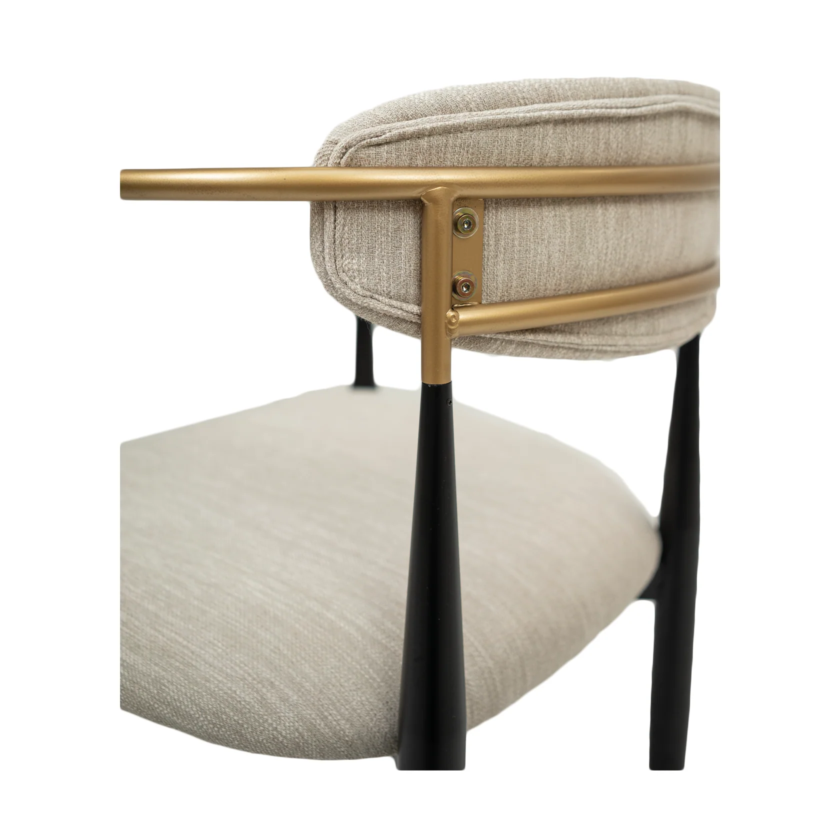 Pilla Dining Chair - Gold Arms - Beige - Image 20
