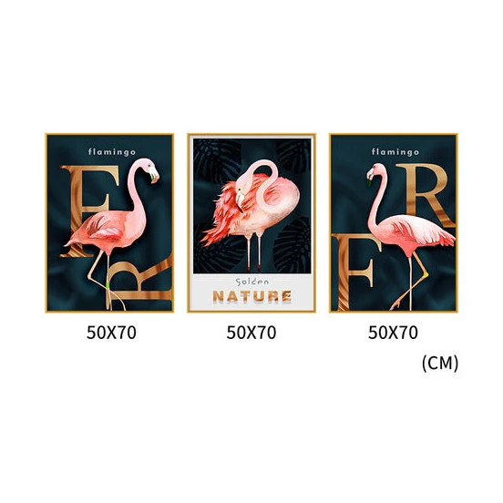 Pink Harmony Set of 3 Alloy Matt - Golden Frame Wall Art - Image 3