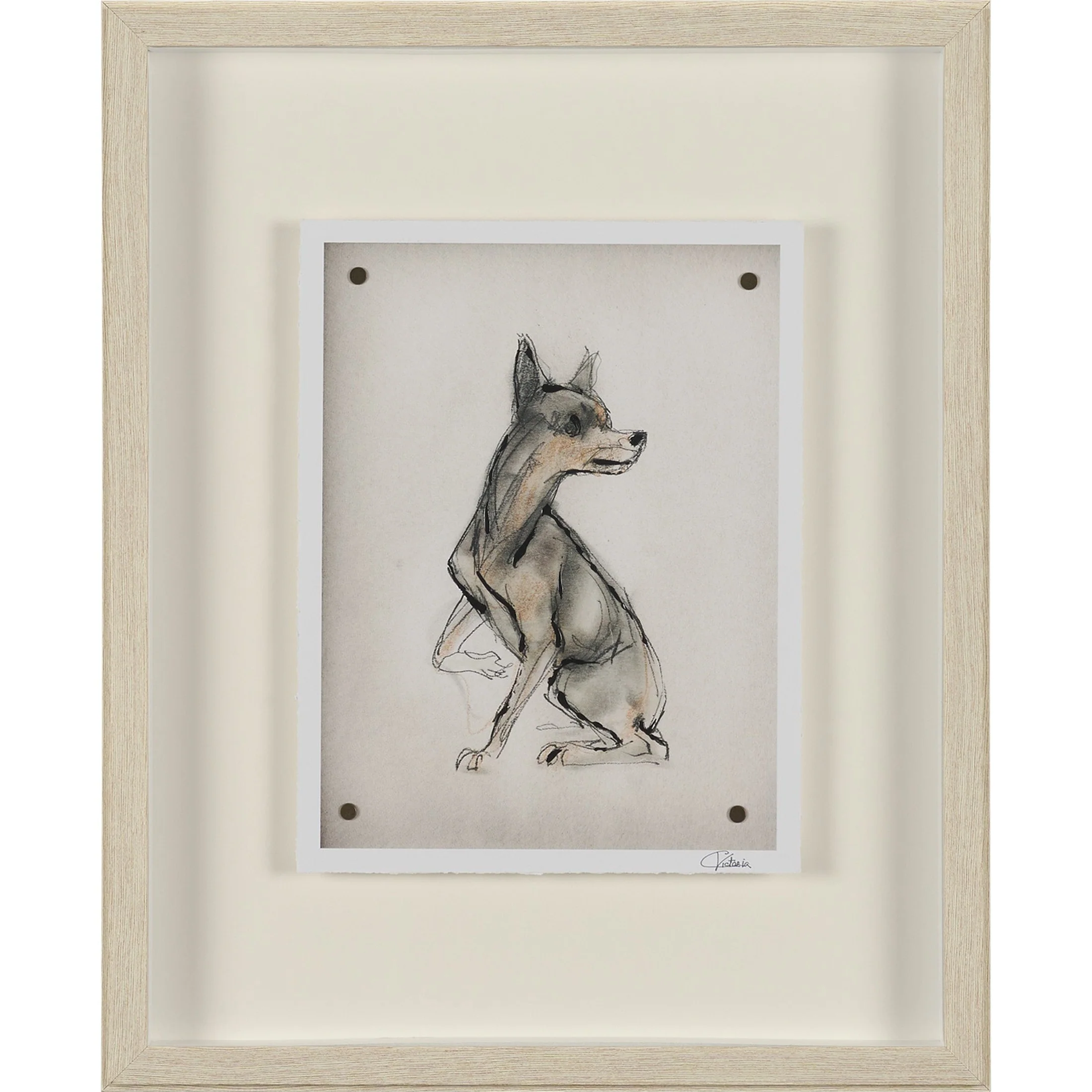 Playful Pup Hand Embelished Framed Artwork Matted under Glass - Image 17