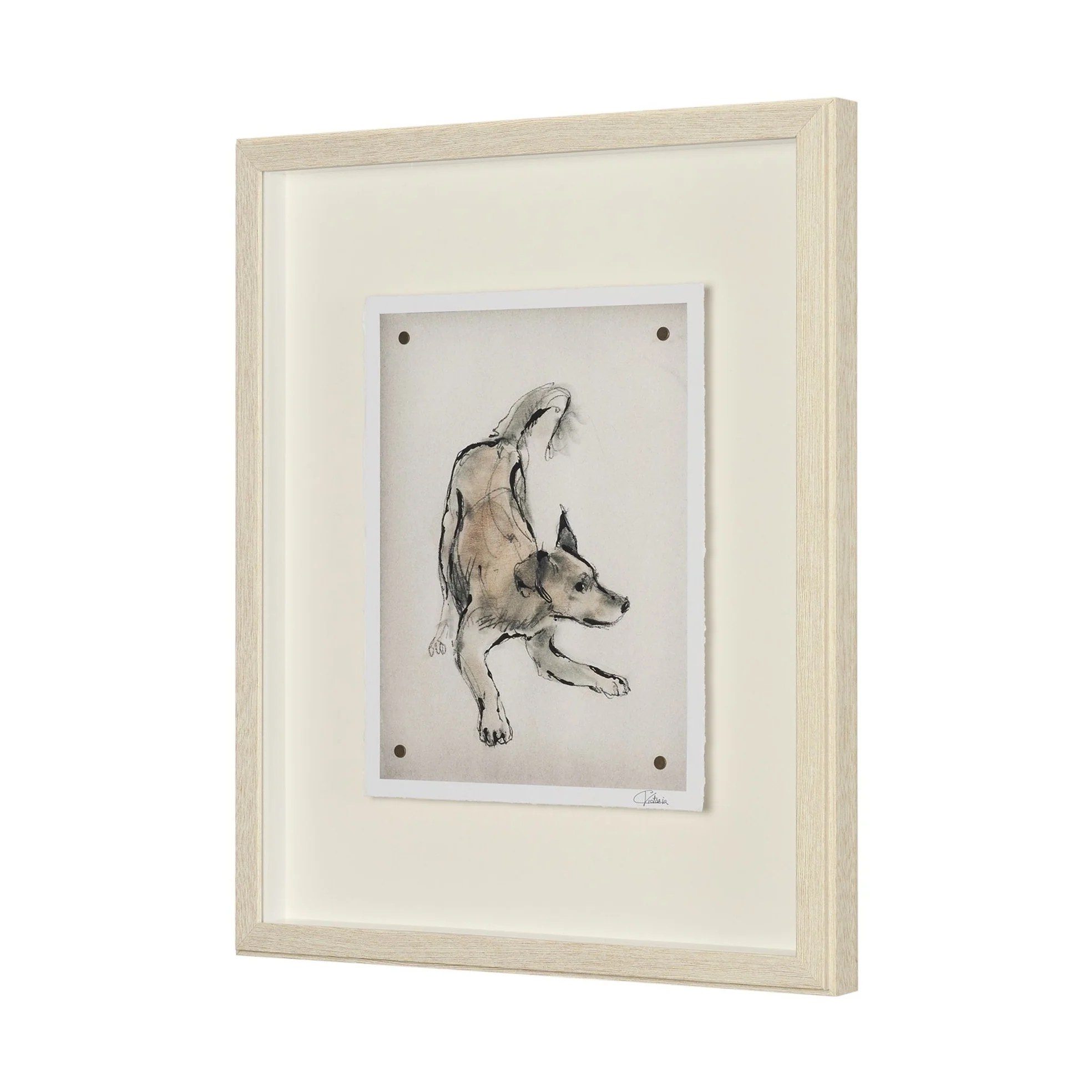 Playful Pup Hand Embelished Framed Artwork Matted under Glass - Image 2