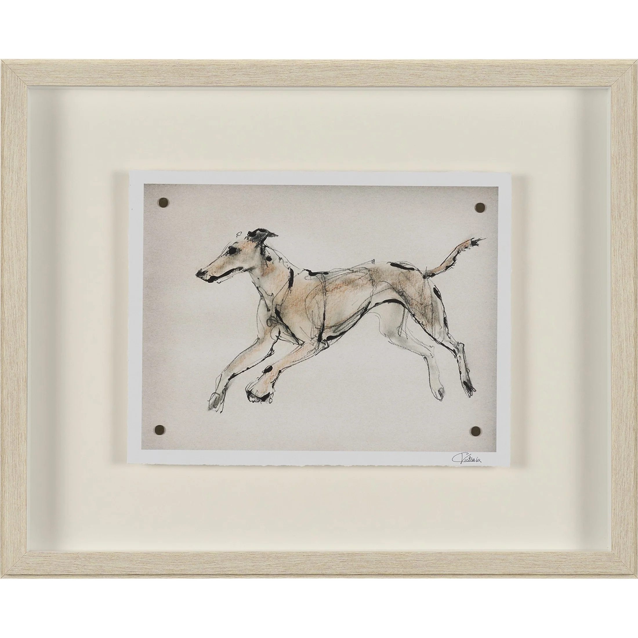 Playful Pup Hand Embelished Framed Artwork Matted under Glass - Image 24