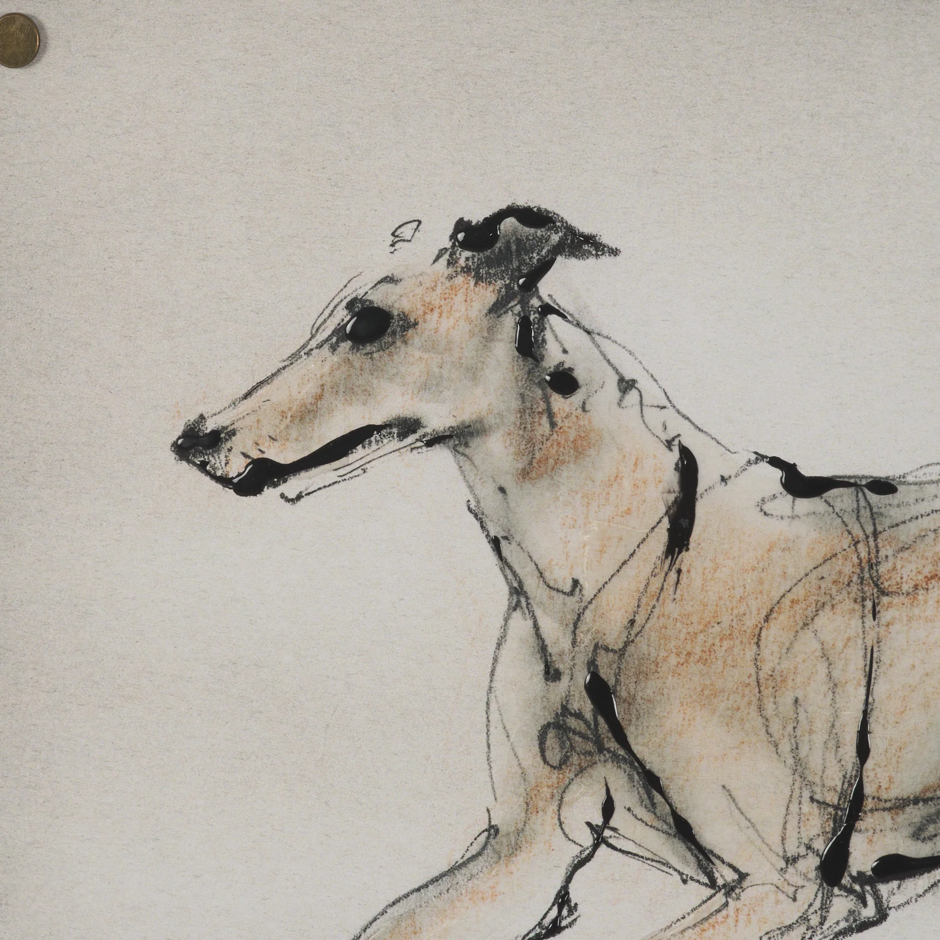 Playful Pup Hand Embelished Framed Artwork Matted under Glass - Image 26