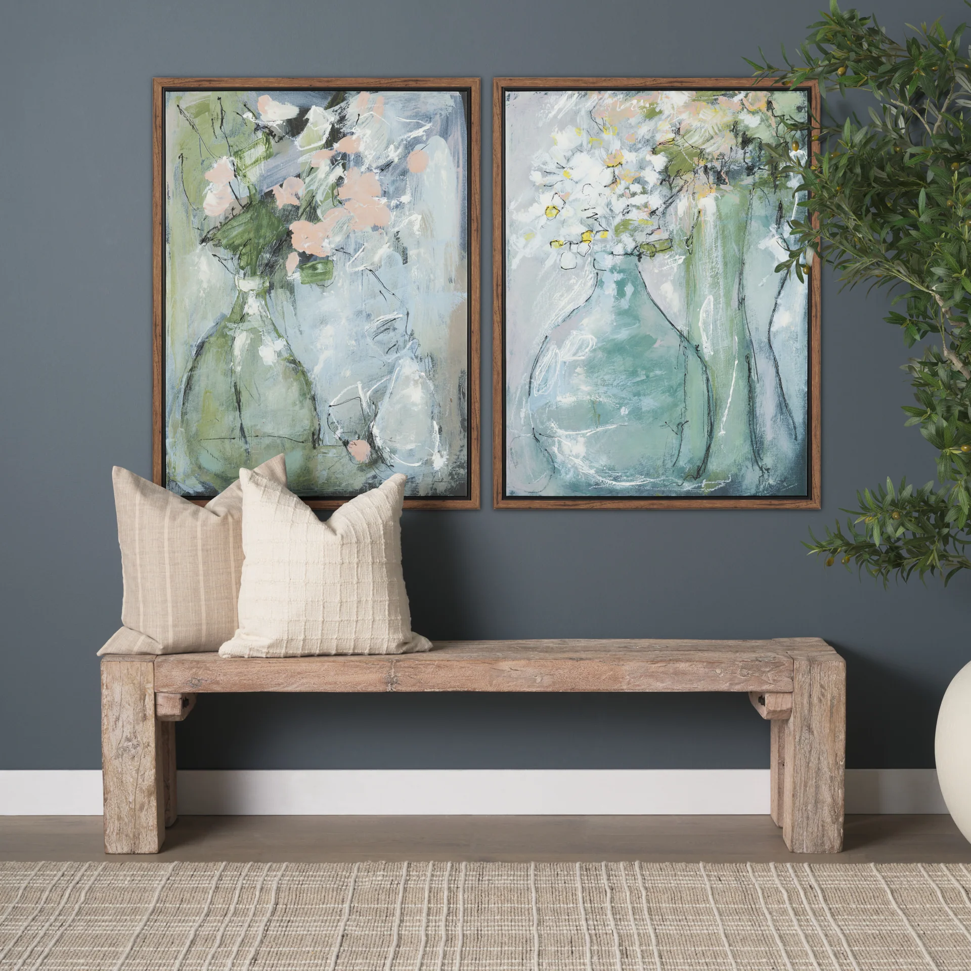 Posies Hand Embelished Textured Framed Canvas Artwork - Image 2