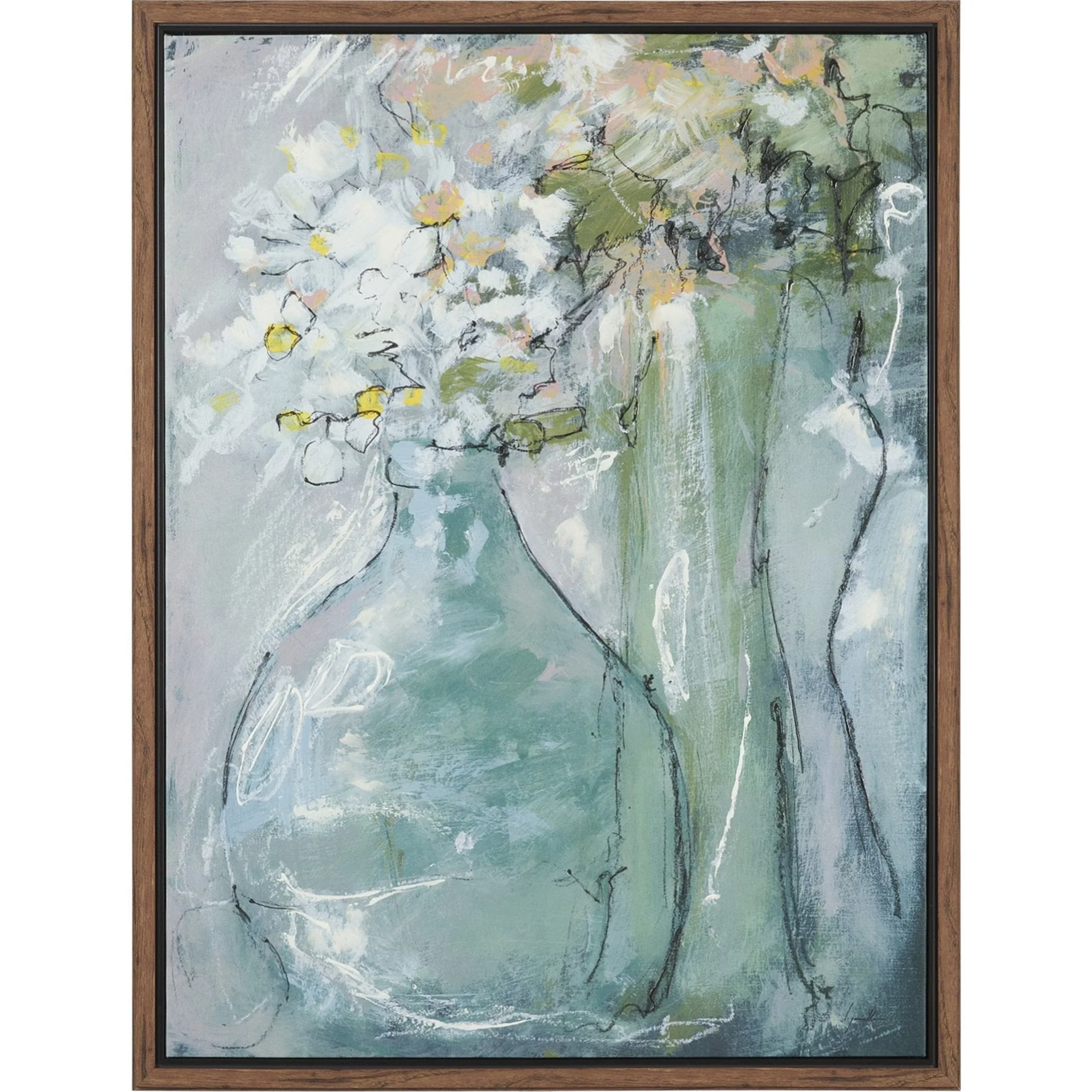 Posies Hand Embelished Textured Framed Canvas Artwork - Image 4