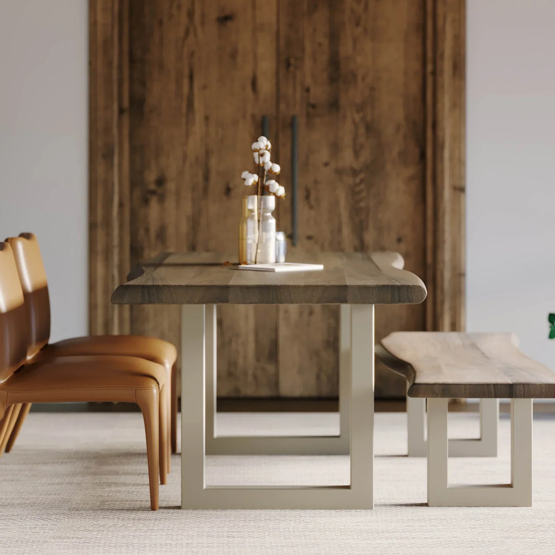 Quorra Large Dining Table - Vinegar Matte Top/ U Tube Metal Base - Image 2