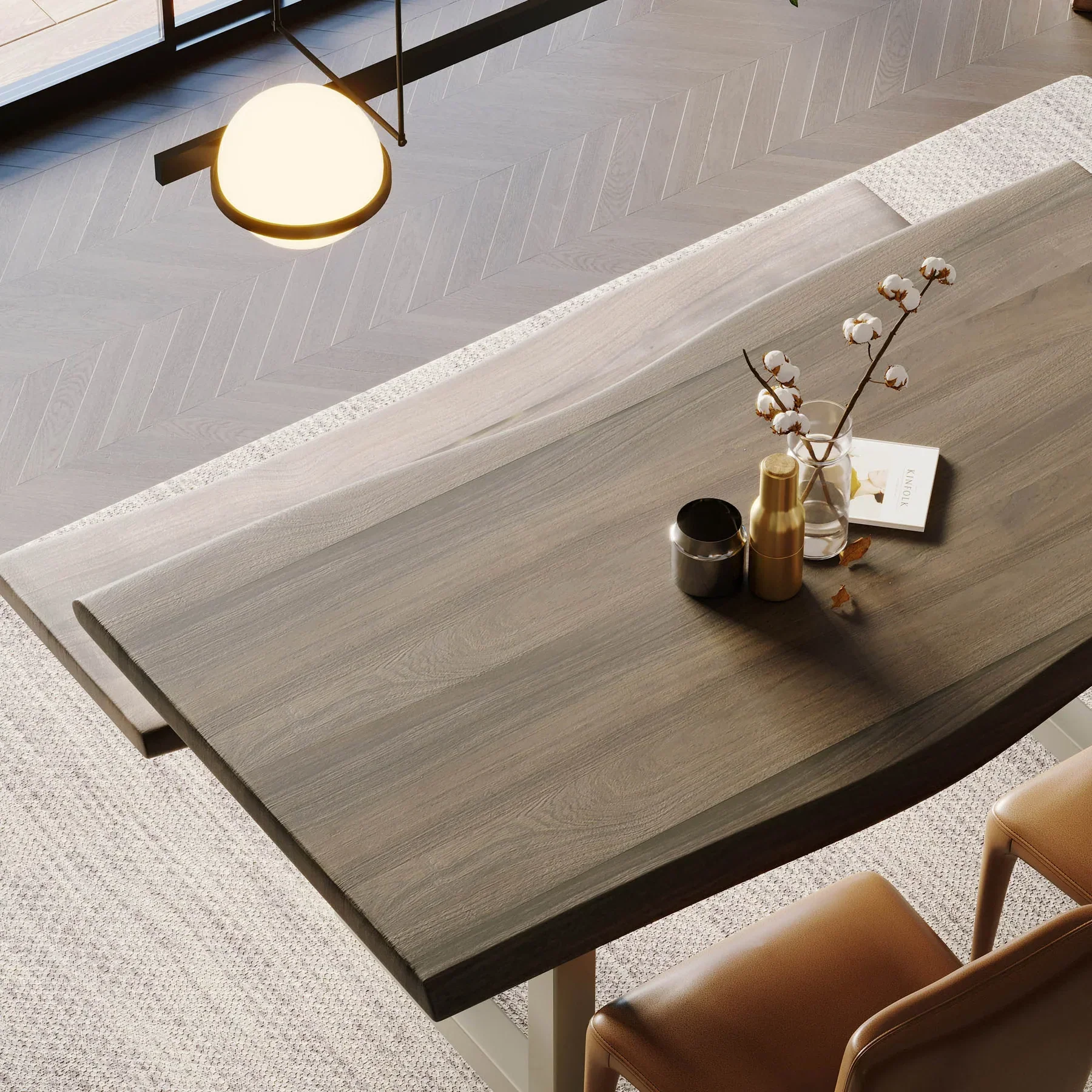 Quorra Large Dining Table - Vinegar Matte Top/ U Tube Metal Base - Image 6